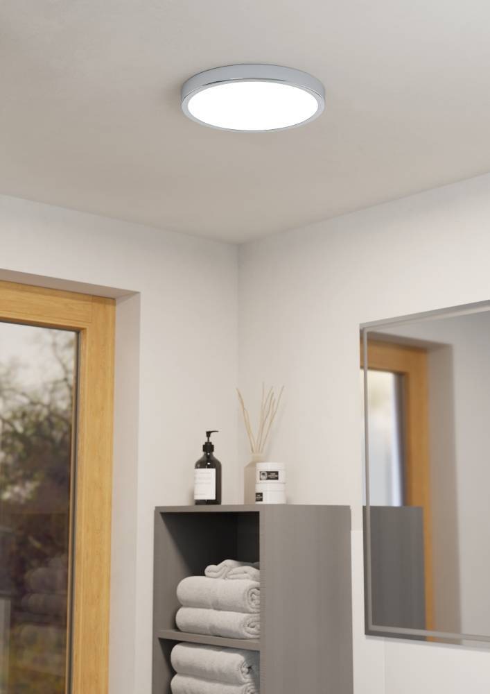 EGLO Deckenleuchte »FUEVA 5 Deckenlampe, IP44, geringe Aufbauhöhe, 20 Watt, Rund«, Leuchtmittel LED-Modul | LED fest integriert, Aufbauleuchte, Badezimmer, Bad-Deckenlampe, modern, 28,5x2,8cm