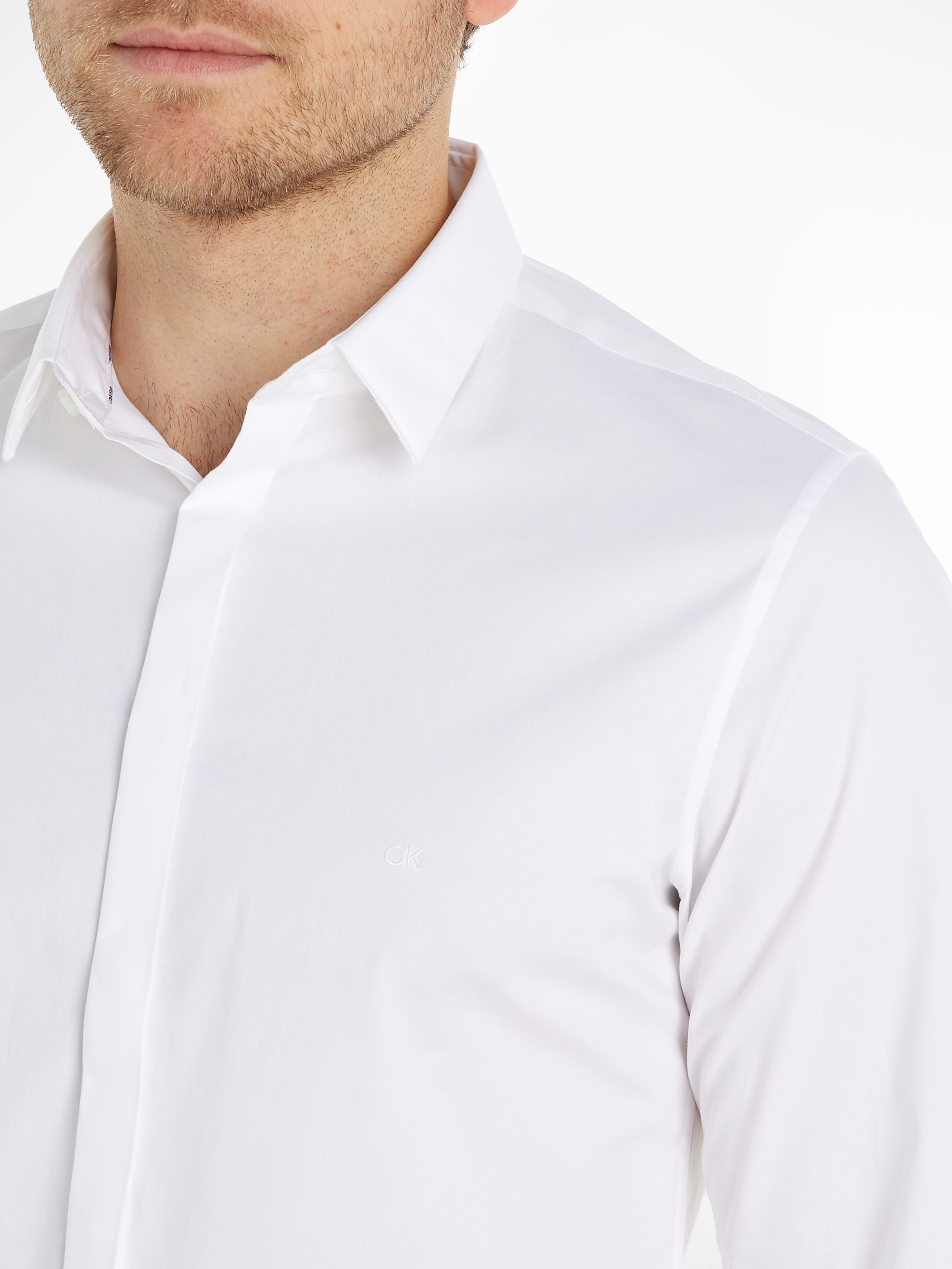 Calvin Klein Langarmhemd »POPLIN HP EXTRA SLIM SHIRT«, mit Logostickerei