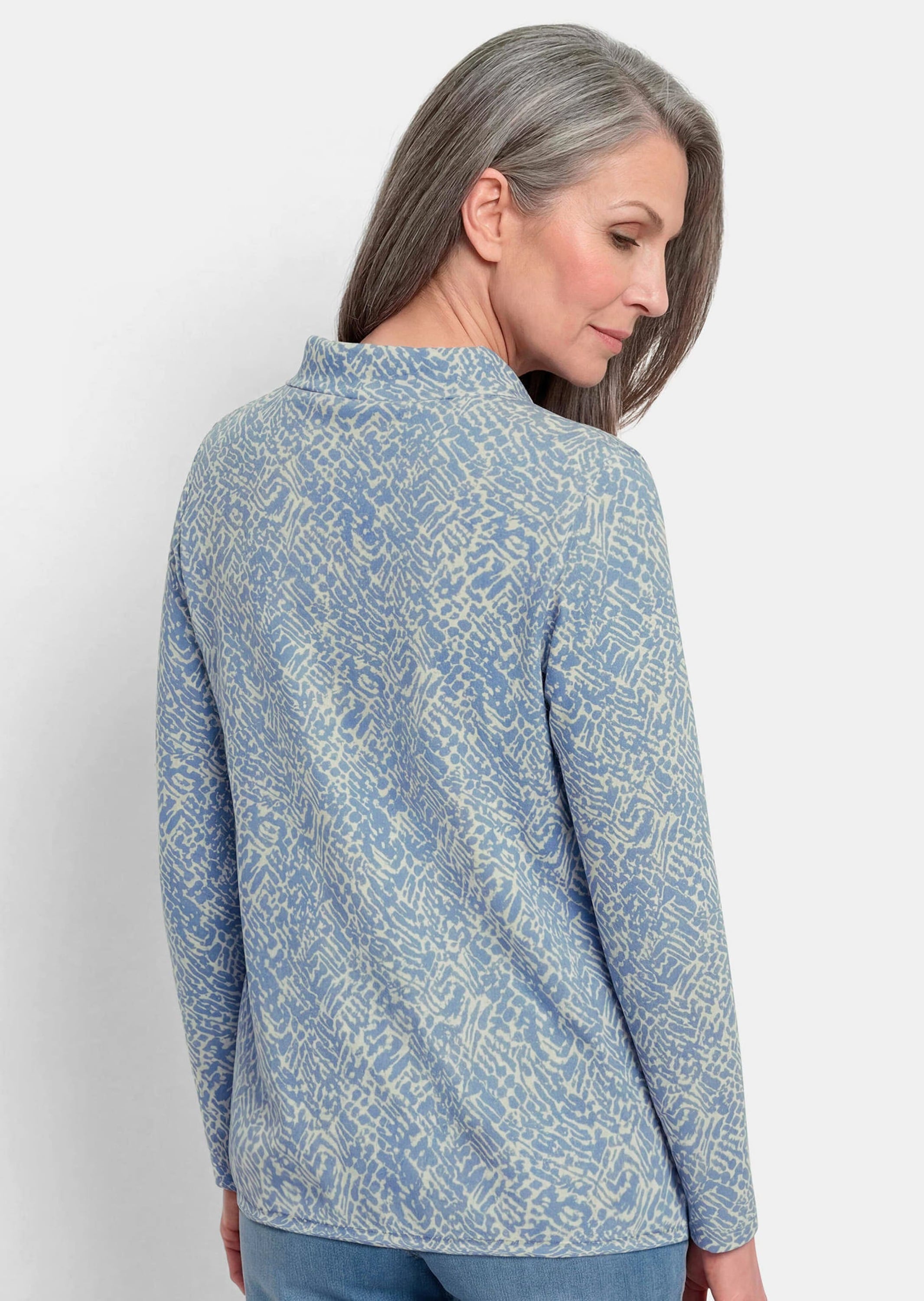 GOLDNER Sweatshirt »Sweater mit grafischem Druck«, Tunnelzug im Stehbund mit Kordelstoppern
