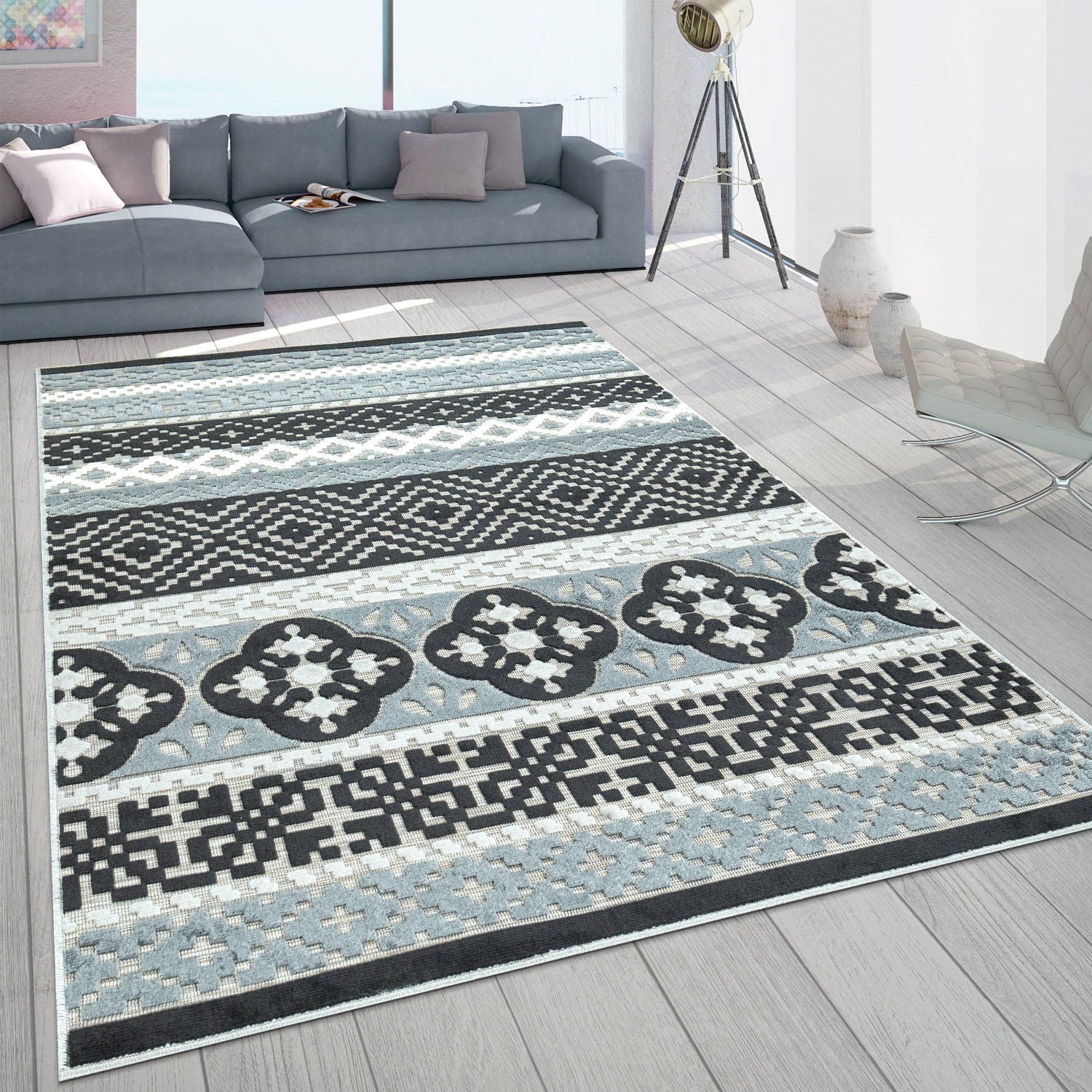 Paco Home Teppich »Charleroi 491«, rechteckig, 3 mm Höhe, 3D-Design, In- und Outdoor geeignet, Wohnzimmer