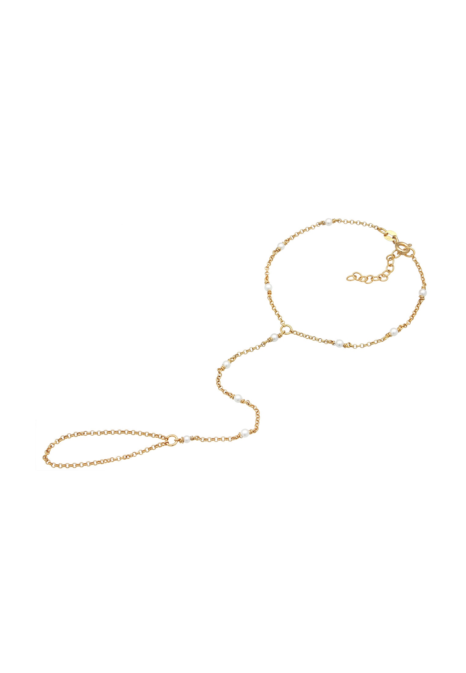 Elli Schmuckset »Armband Hand Chain Handkette Muschelkernperlen 925 Sterling Silber«