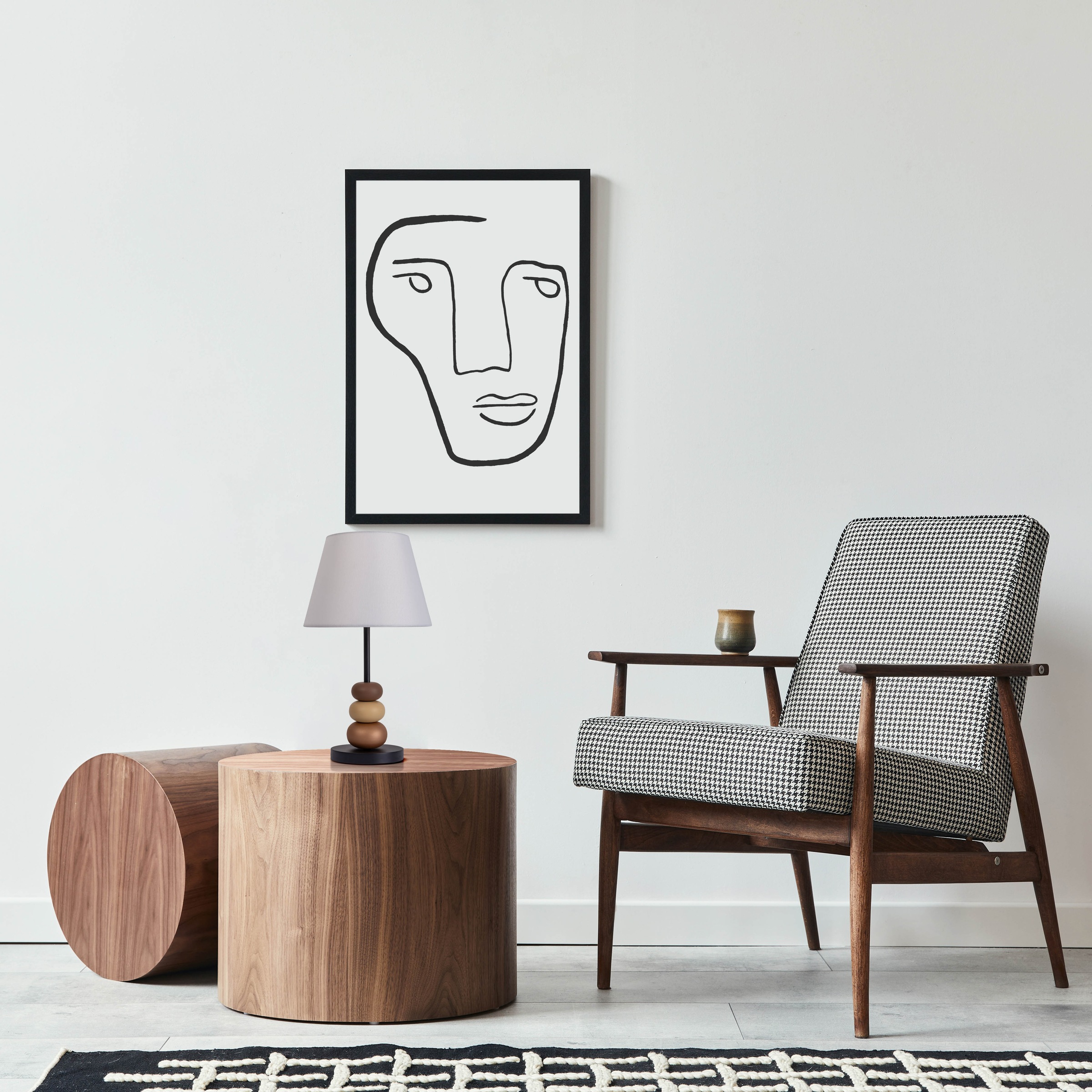 näve Tischleuchte »Elina« E27 1 Stk. H: 50cm, Textilschirm weiß, E27 max. 40W, Zuleitung 150cm schwarz
