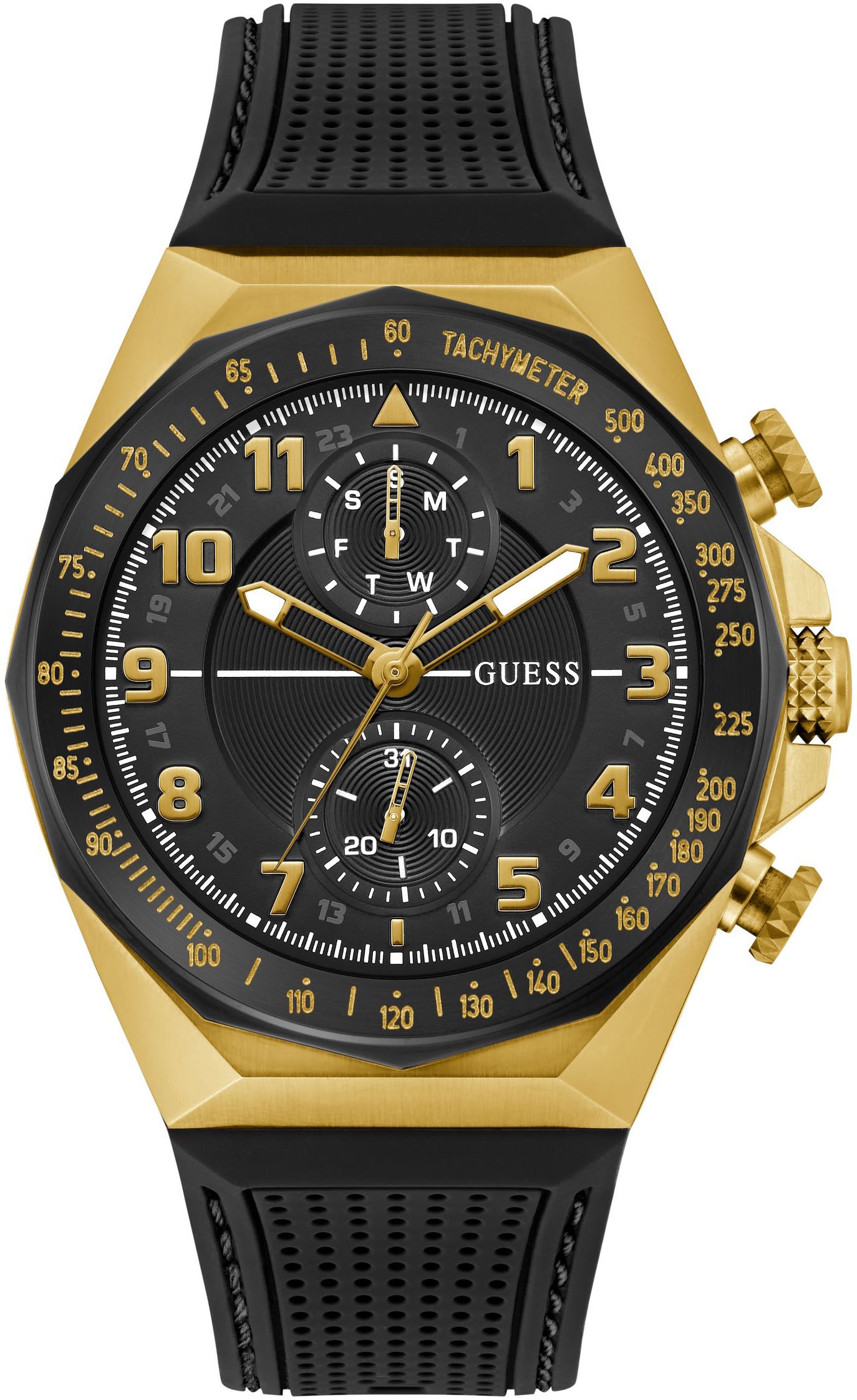 Guess Multifunktionsuhr »D1« Quarzuhr, Armbanduhr, Herrenuhr, Datum, Wochentag, Silikonarmband