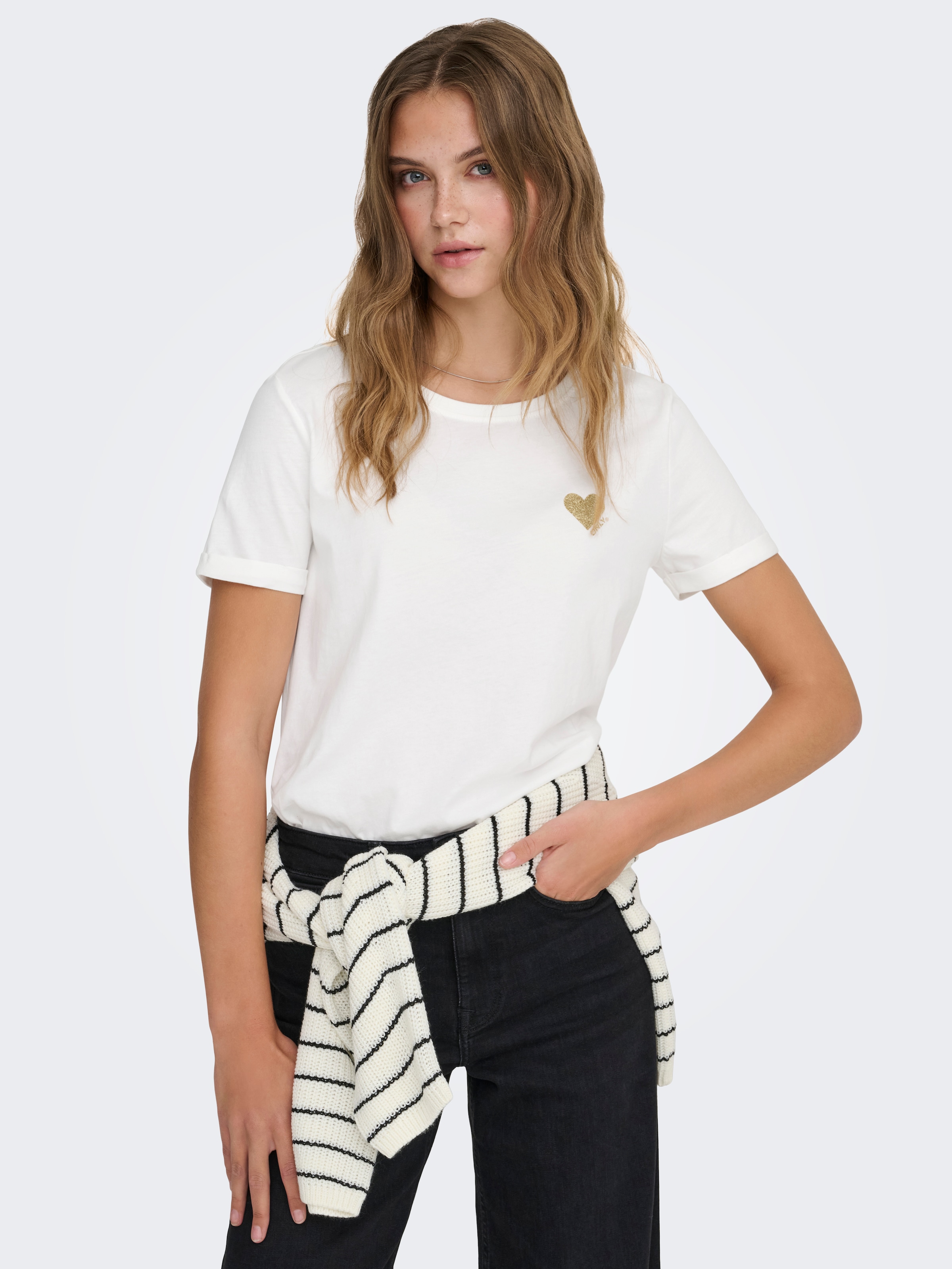 ONLY Kurzarmshirt »ONLKITA LIFE S/S TOP NOOS«, regular fit, casual, Single Jersey, Baumwolle, Rundhals
