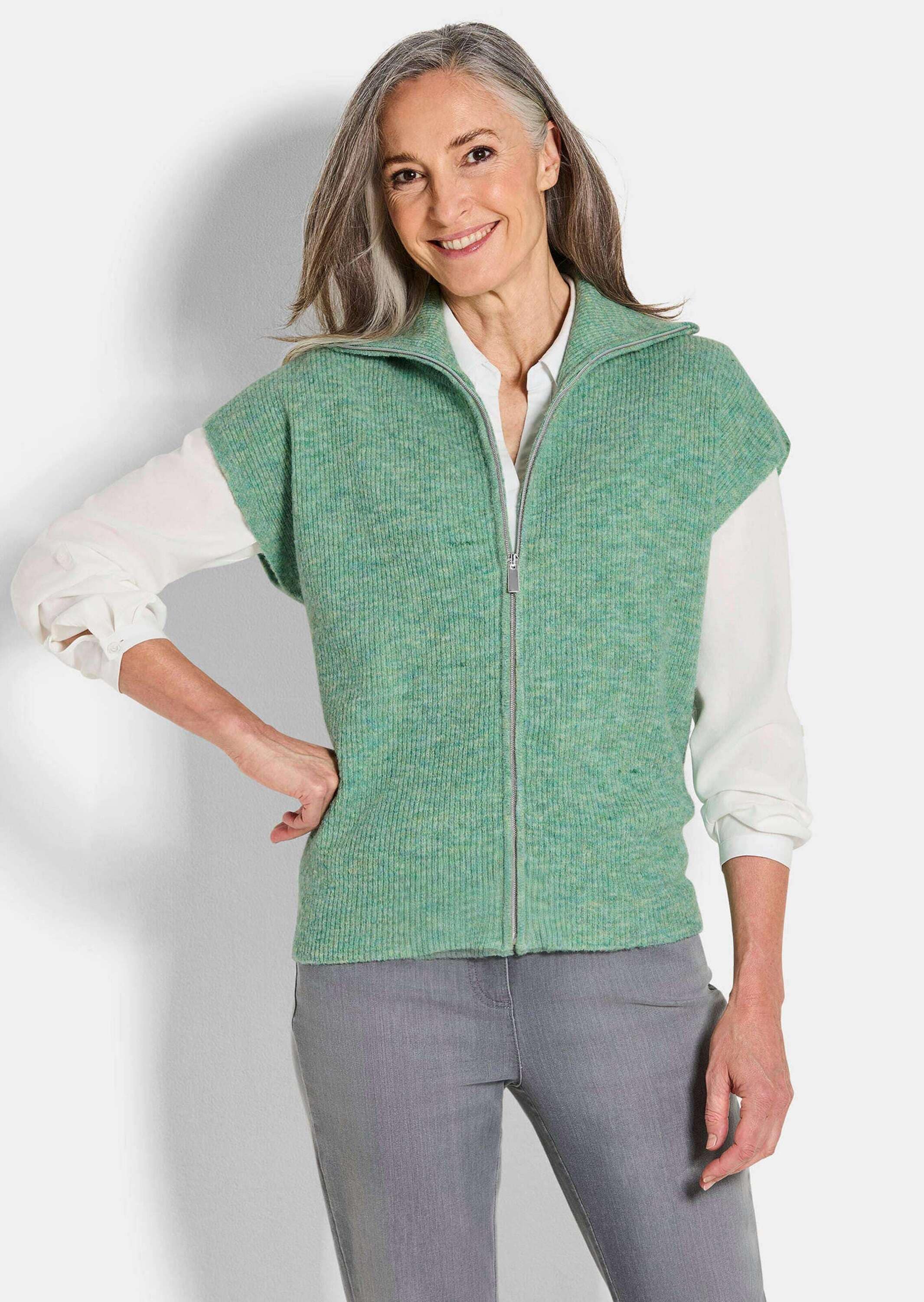 GOLDNER Kurzweste »Kurzgröße Strickweste mit Reißverschluss«