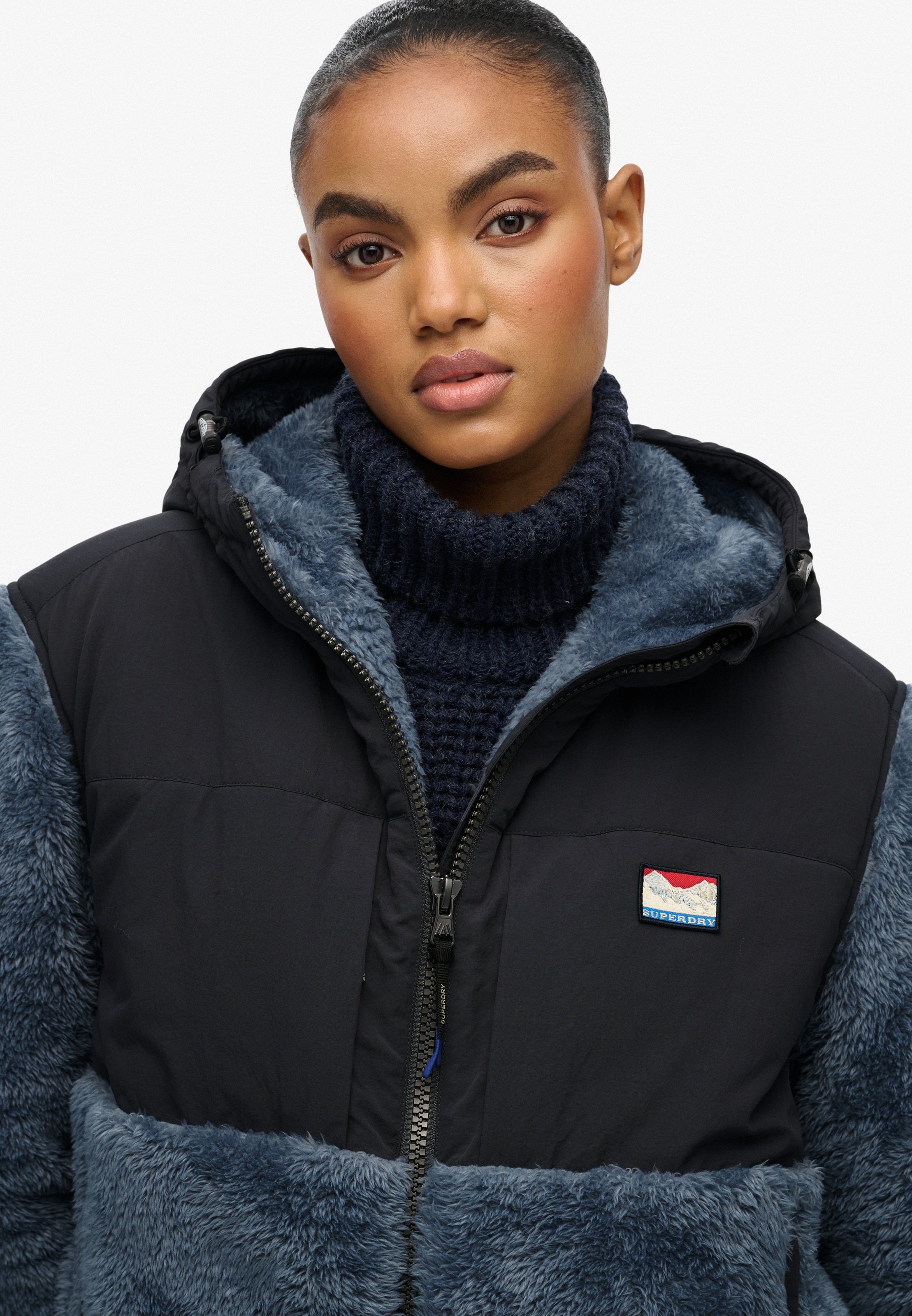 Superdry Hybridjacke »SUPER SOFT HYBRID FULL ZIP« mit Kapuze Kunstfaser, oversize