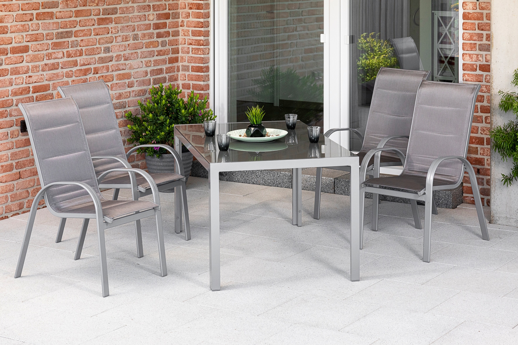 MERXX Garten-Essgruppe »Amalfi di lusso«, (5 tlg.), 4 Stapelsessel mit Tisch kaufen