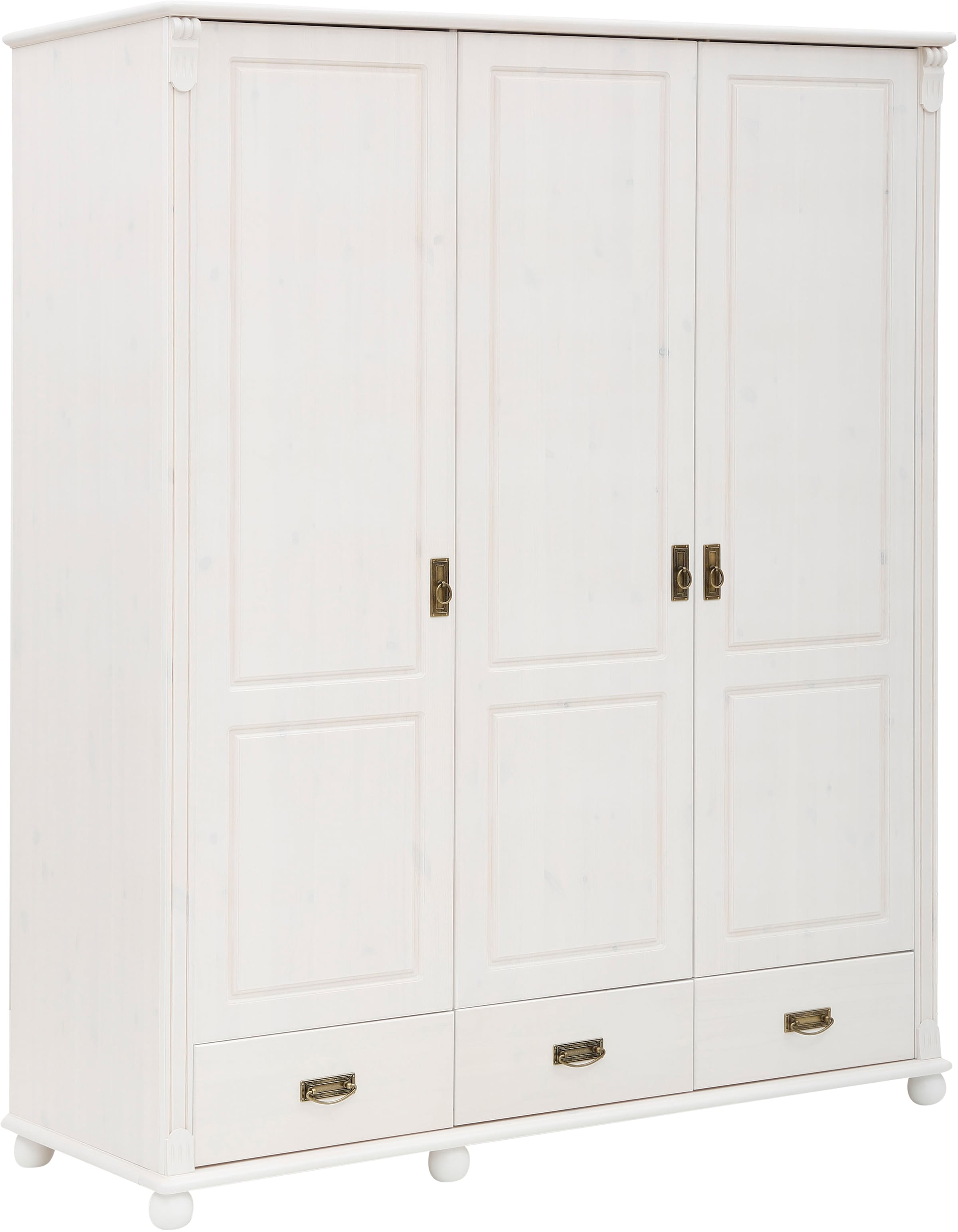 Lüttenhütt Babyzimmer-Komplettset »"Aimo", Landhausstil, stabile Qualität, edles Design, Messinggriffe«, (Set, 3 tlg., Kinderbett, Schrank, Wickelkommode), aus Massivholz; FSC®-Holz aus gewissenhaft bewirtschafteten Wäldern