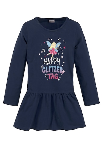 Jerseykleid »HAPPY GLITZER TAG«, mit glitzerndem Print