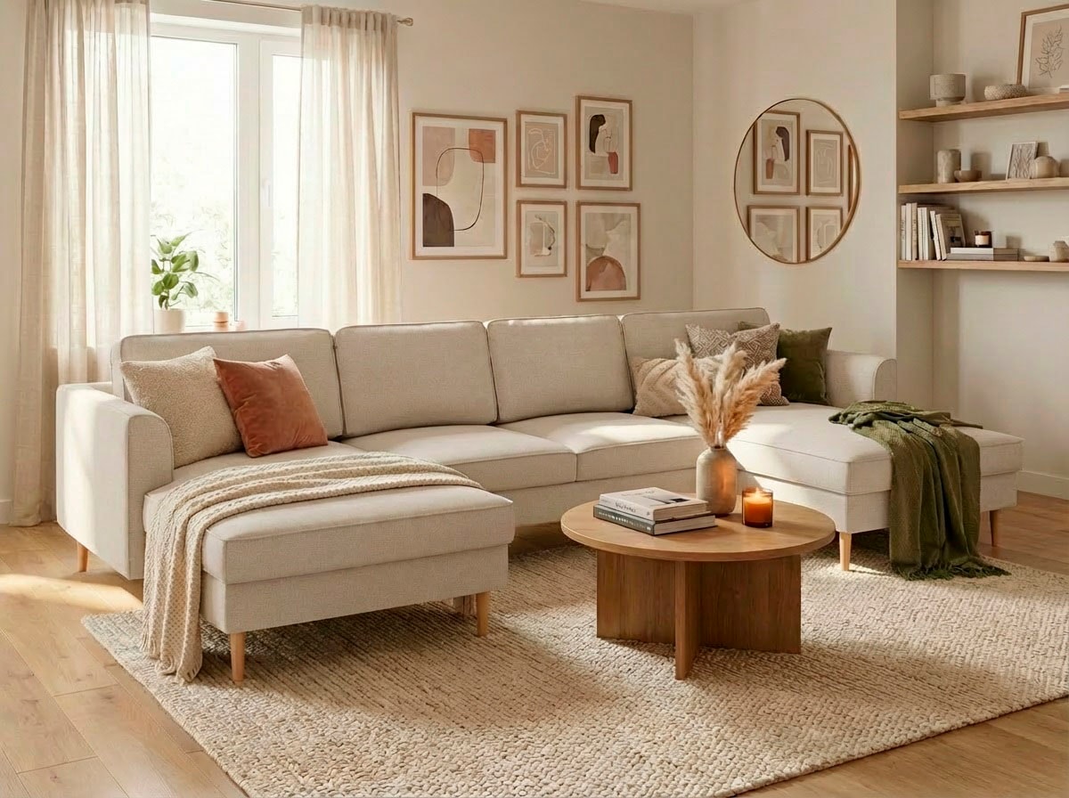 Home affaire 1100000002199 »Booster, whlw. mit Schlaffunktion & Bettkasten, Fuß Buche lackiert« Sofa in U-Form, Breite 305 cm, in Cord oder Struktur