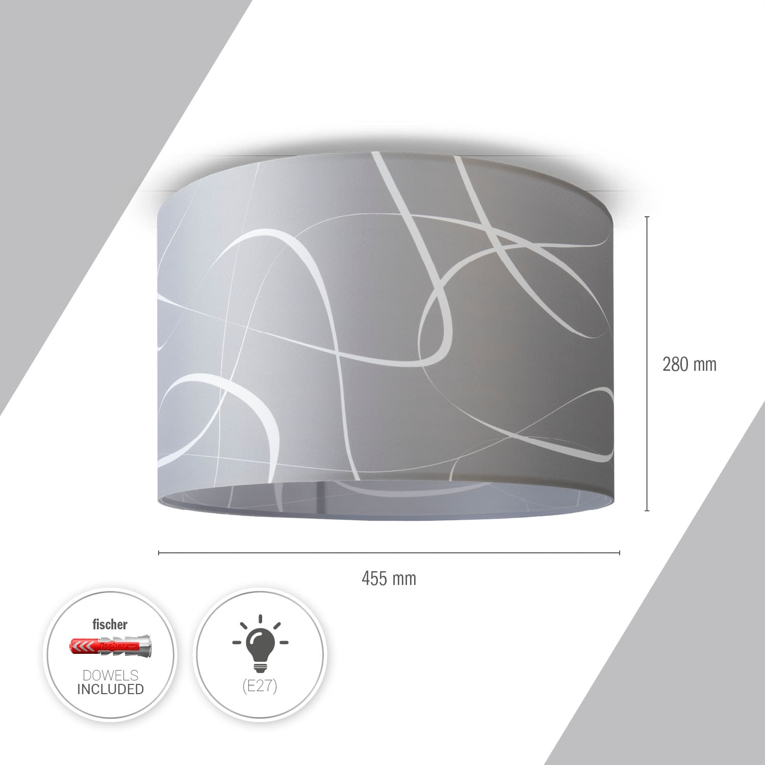 Paco Home Deckenleuchte »Hugo Tribal« E27 Deckenleuchte Stoff Schirmlampe Decke  Esszimmer Modern Abstrakt