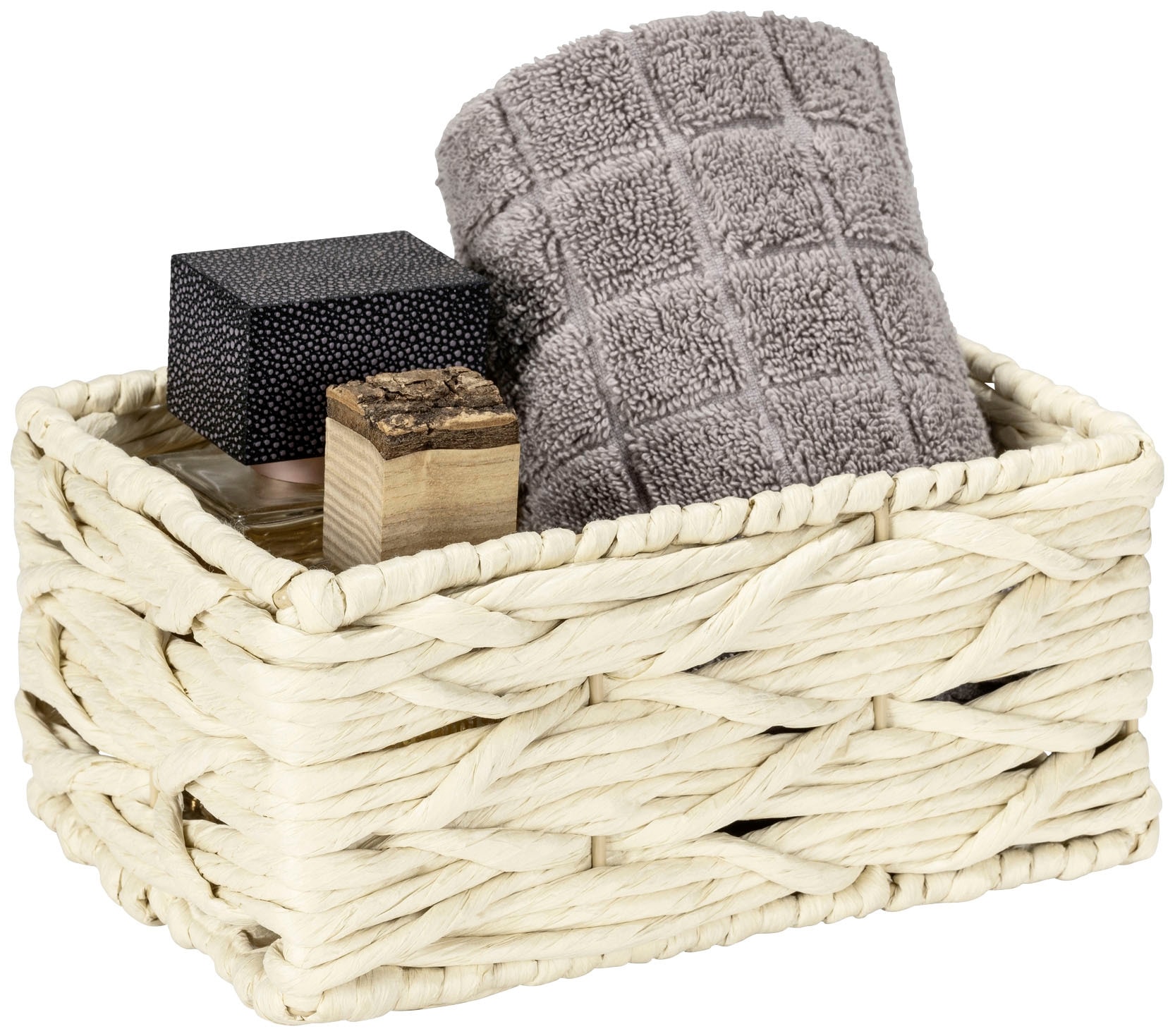 WENKO Badorganizer »Badbox Vabriano Klein«, aus hochwertigem Papier-Geflecht