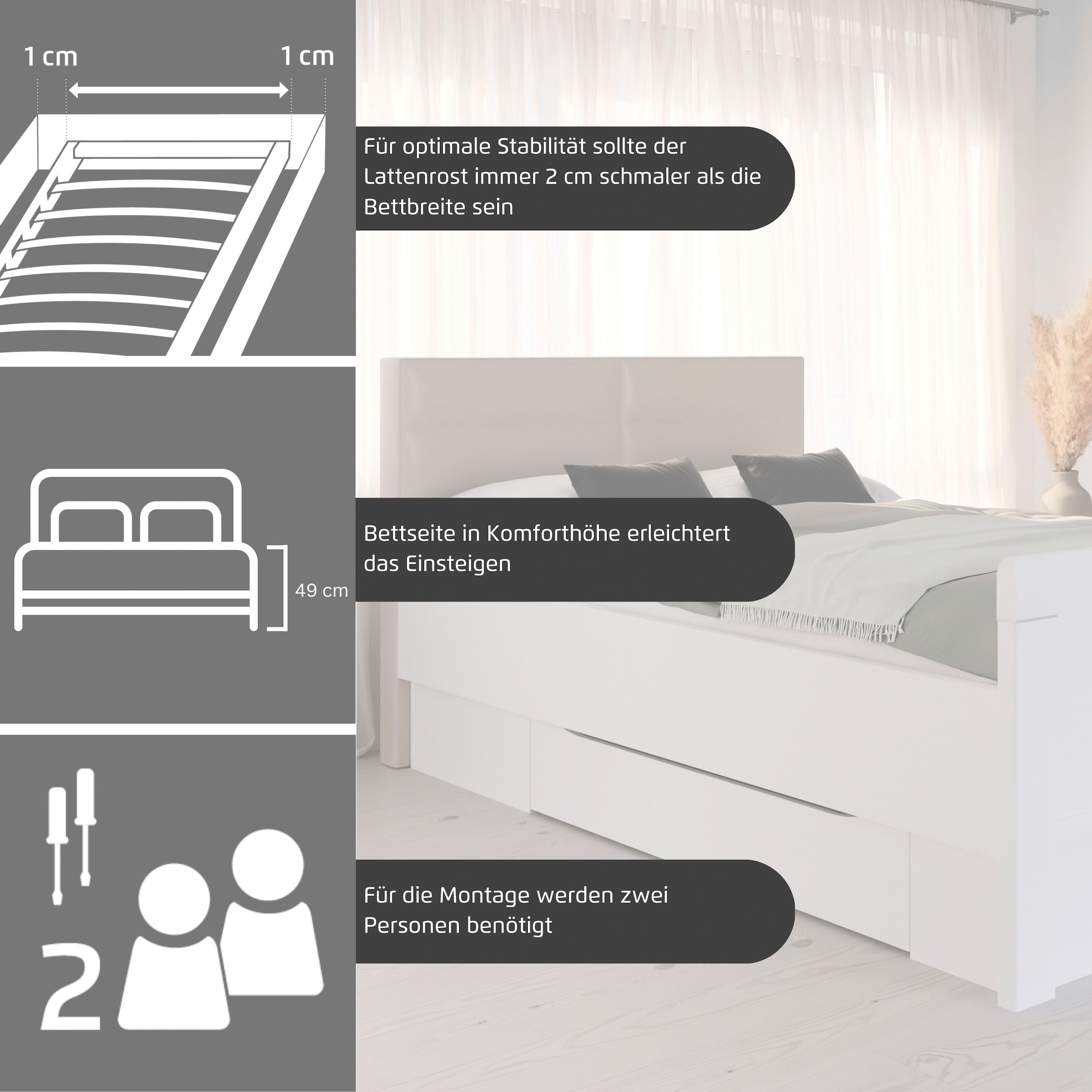 rauch Bett »Bett Einzelbett Stollenbett EVELYN«, in Komforthöhe aus Holzwerkstoff in elegantem Stil MADE IN GERMANY