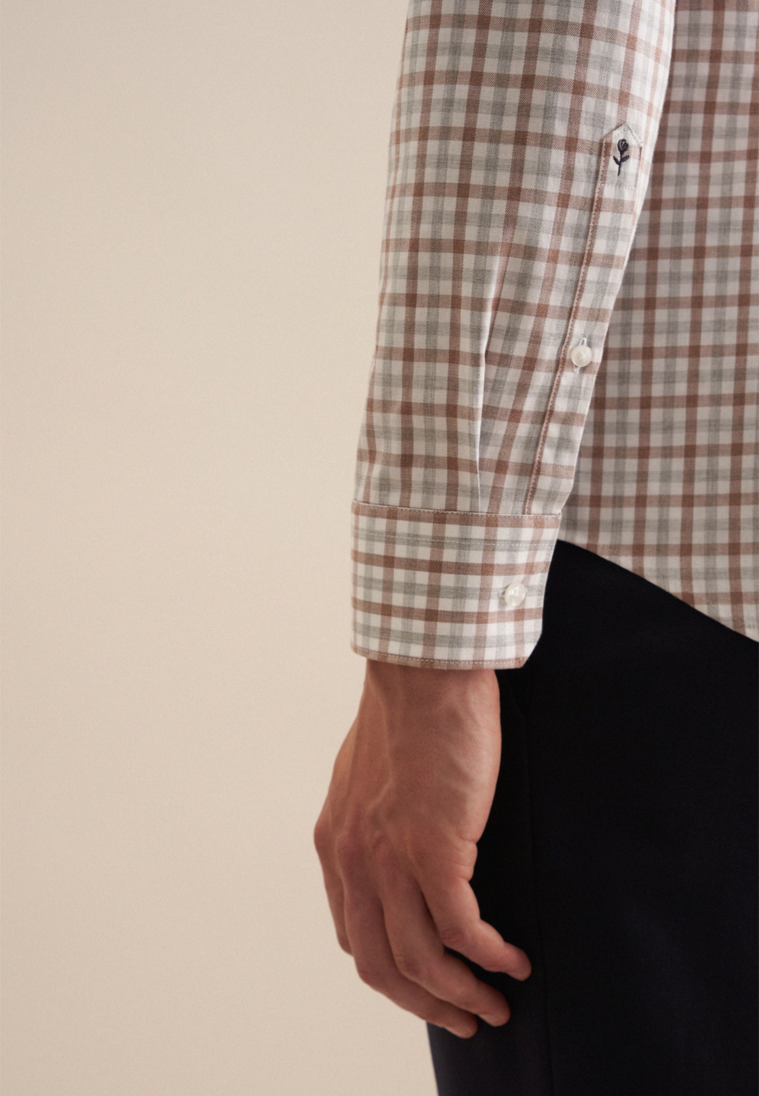 seidensticker Flanellhemd »Comfort«, Comfort Langarm Button-Down-Kragen Karo