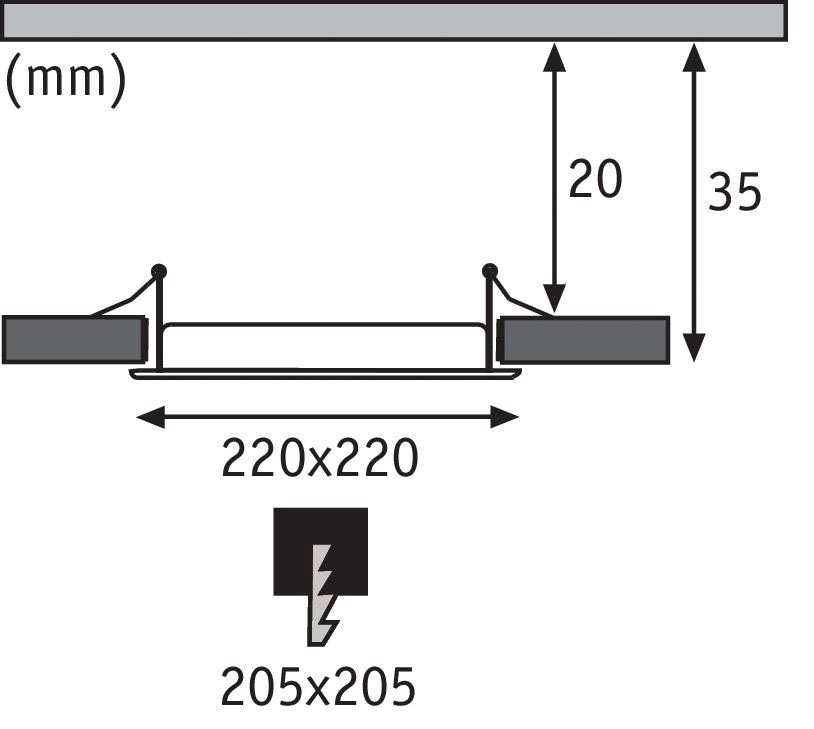 Paulmann LED Panel »LED Einbaupanel eckig 220x220mm 16,5W 4.000K Chrom matt«, 1 flammig, LED Einbaupanel eckig 220x220mm 16,5W 4.000K Chrom matt