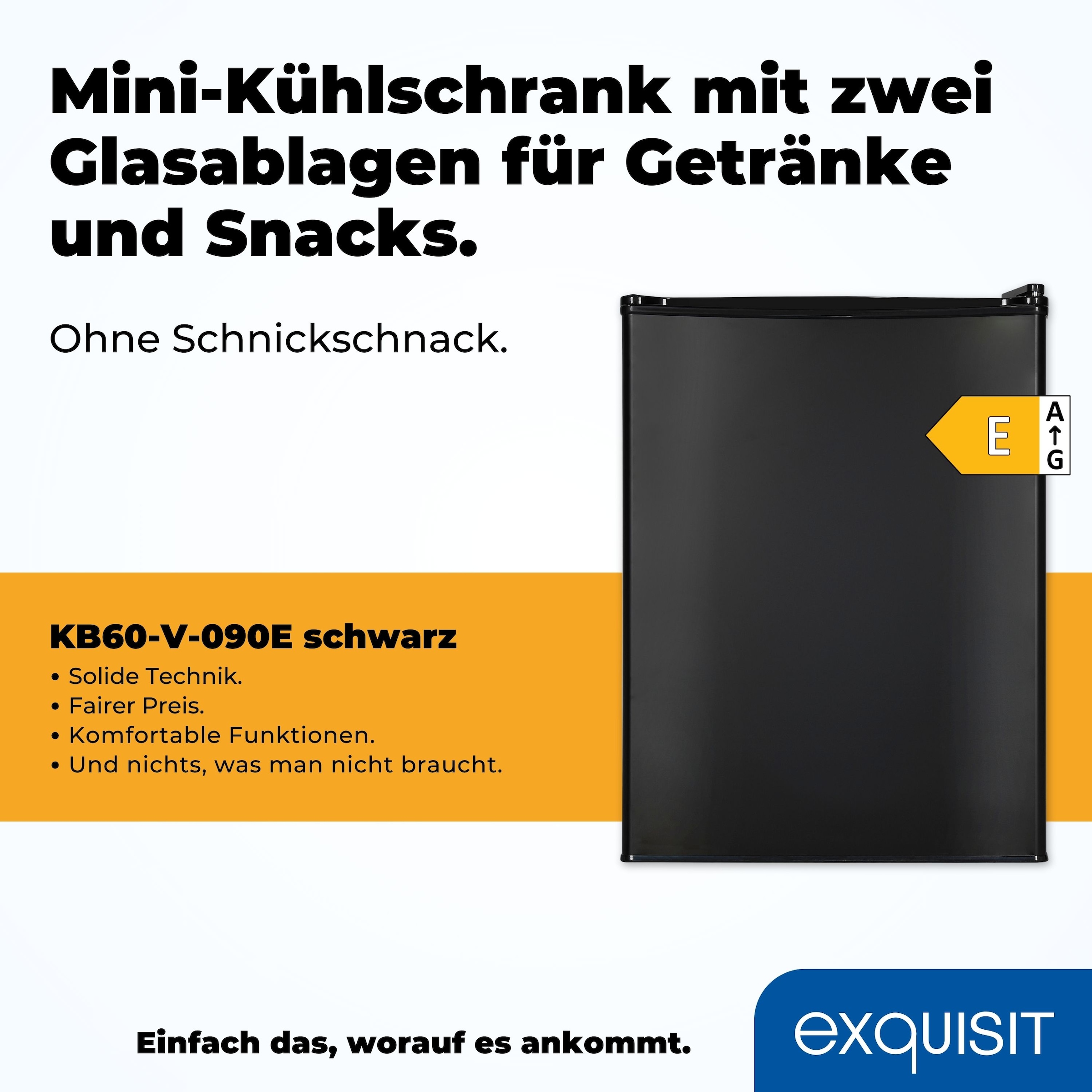 exquisit Kühlschrank »KB60-V-090E schwarz«, 52 L Volumen
