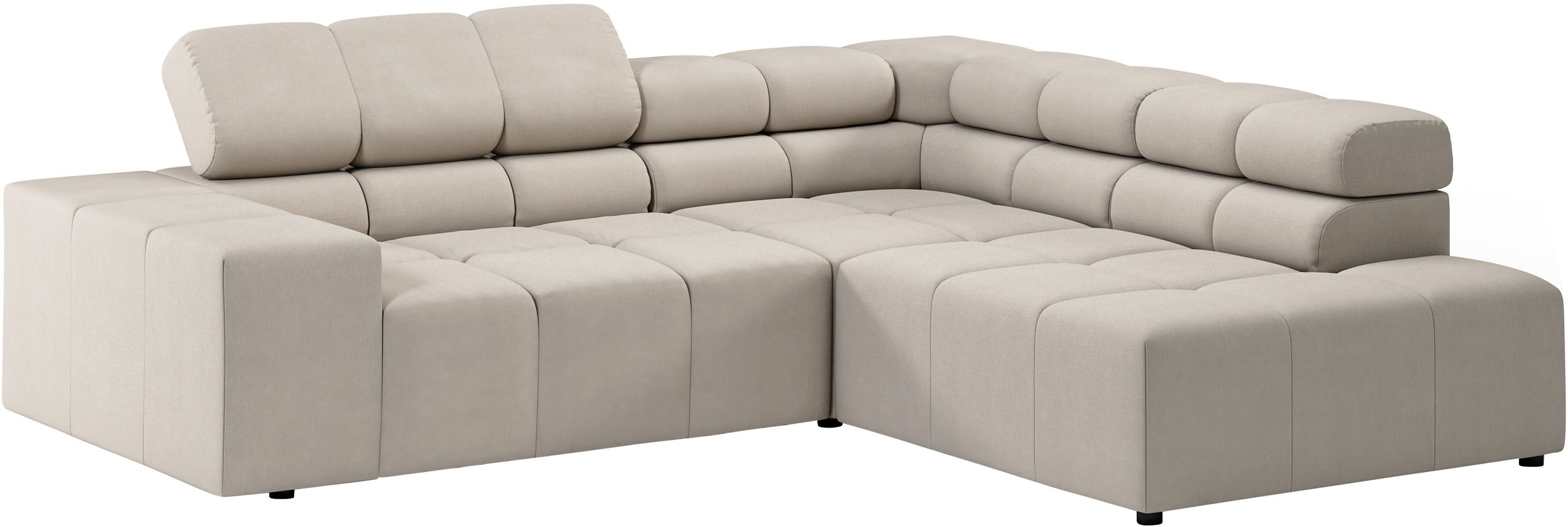 INOSIGN Ecksofa »Ancona, incl. Kopfteilverstellung + 3 Zierkissen, L-Form, bequem«, wahlweise motorische Sitztiefenverstellung, B/T(H: 249/215/70 cm