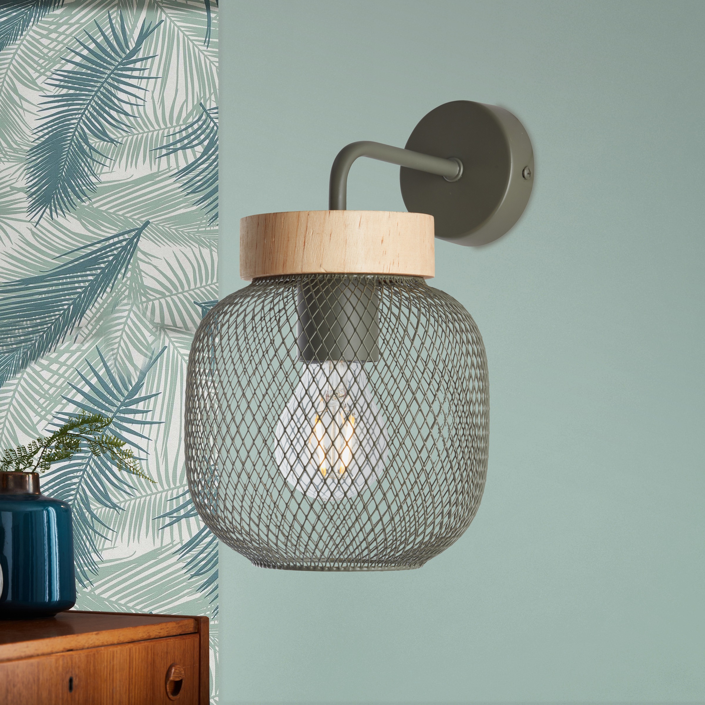 Brilliant Wandleuchte »Giada«, 1 flammig, Leuchtmittel E27 | ohne Leuchtmittel, Wandlampe, Höhe 26,5 cm, 1x E27, Metall/Holz