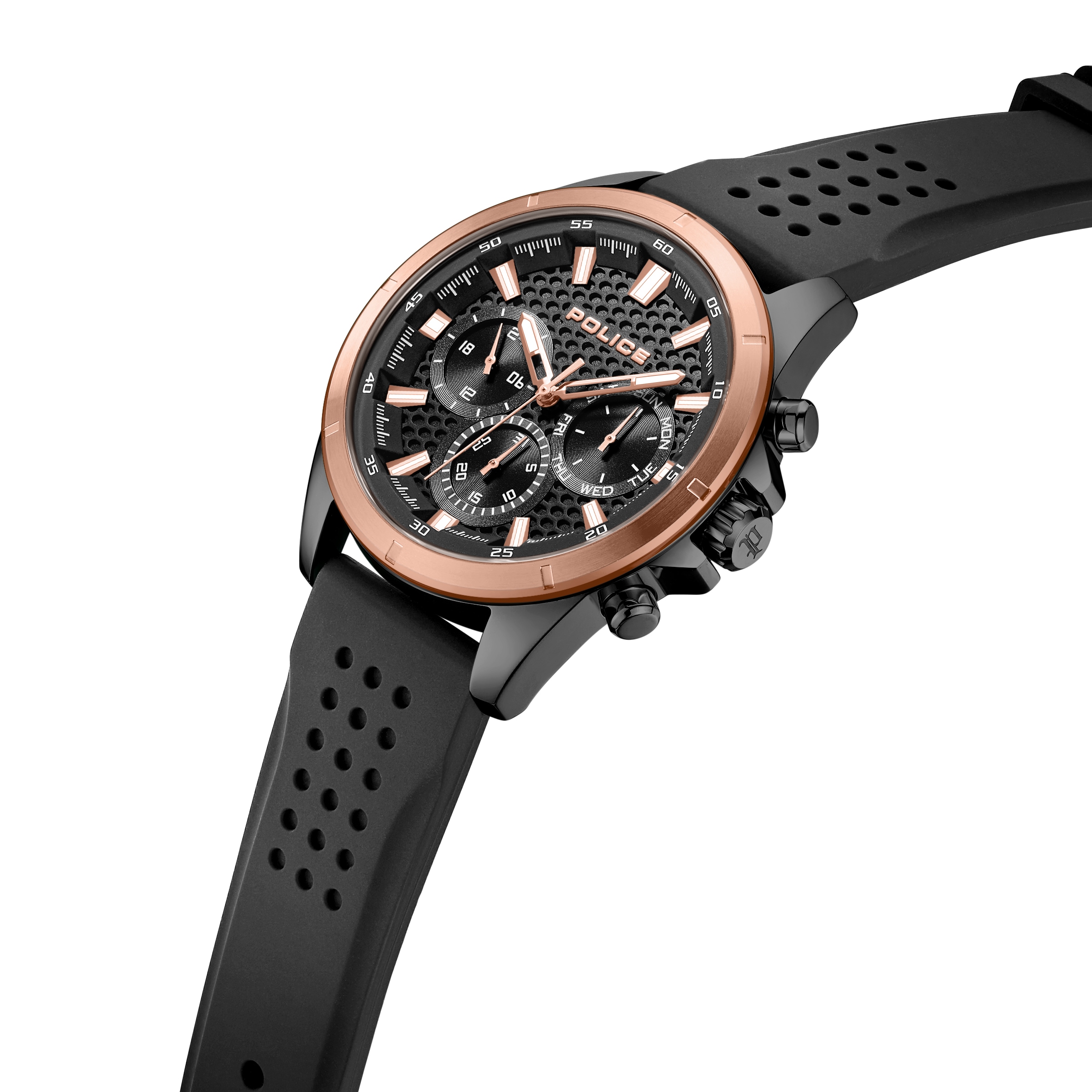 Police Quarzuhr »Motion« Armbanduhr, Herrenuhr, Silikonarmband, analog, Tag, Wochentag