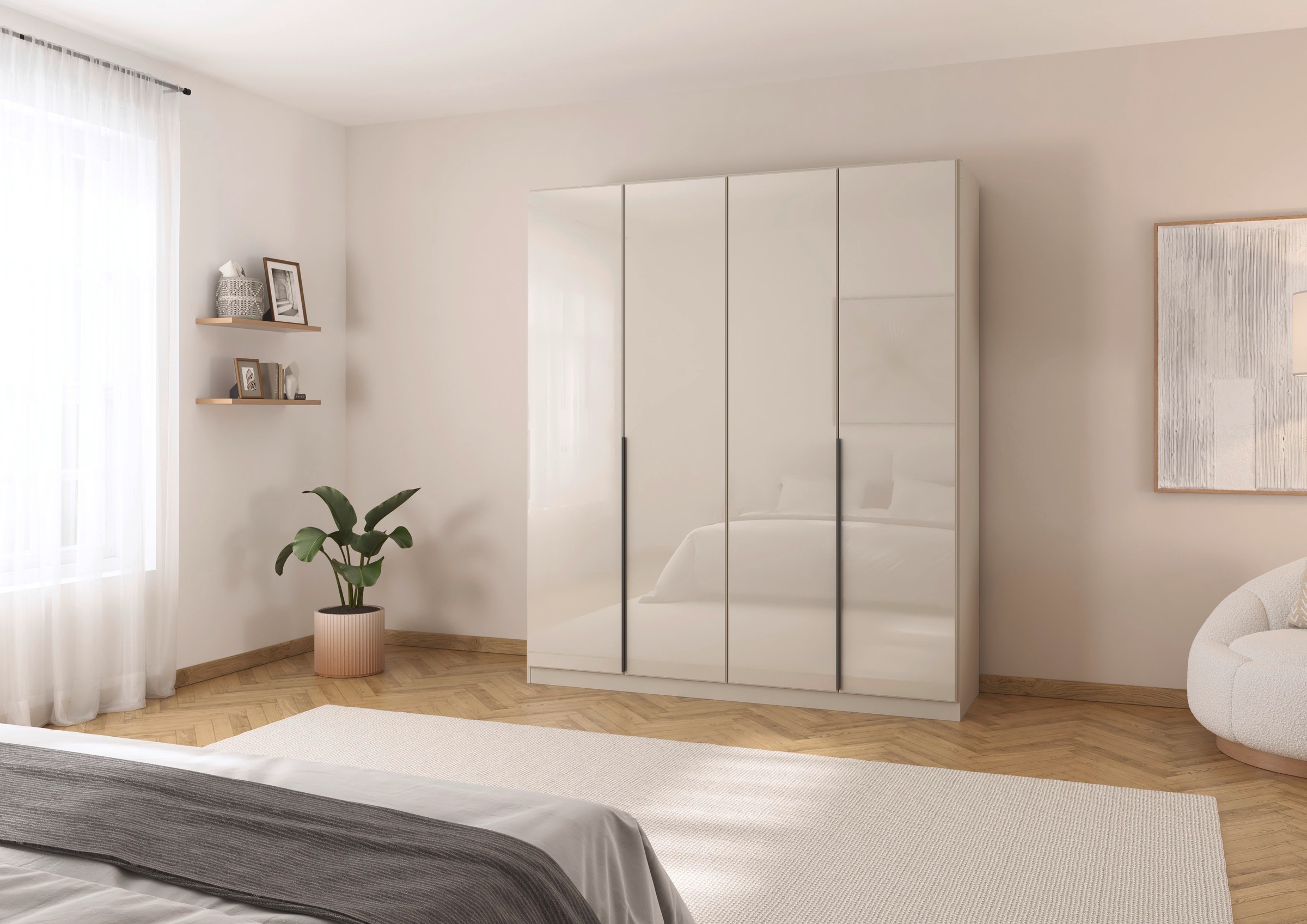 rauch Drehtürenschrank »Kleiderschrank Kleiderschränke Schrank Garderobe AGORDO mit Glasfront«, (in zwei Griff-Farben, Breiten 91-360 cm), durchdachte Innenausstattung, in 7 Breiten und 2 Höhen MADE IN GERMANY