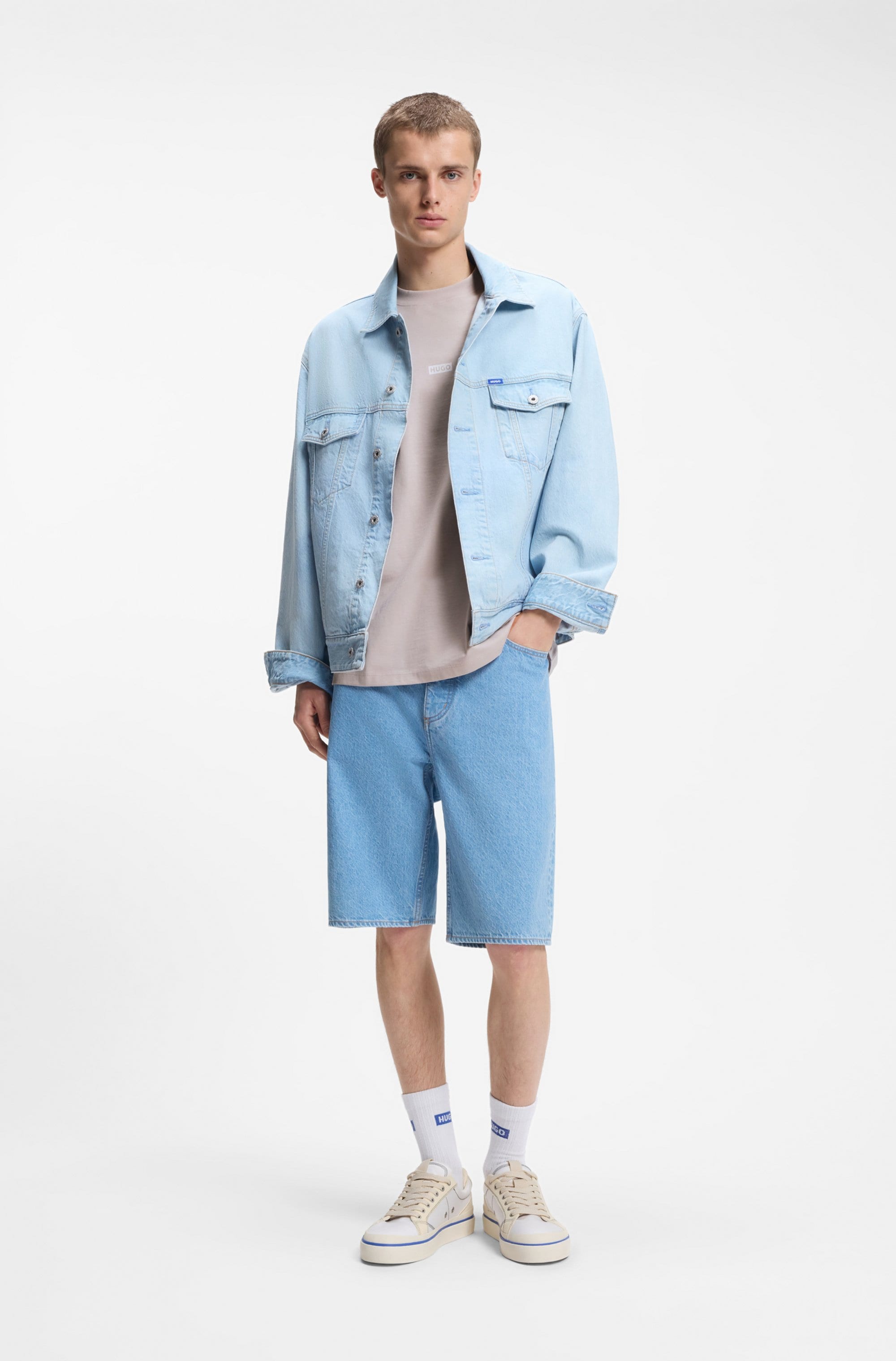 HUGO T-Shirt »Nalono« mit Logodruck, Oversized Look mit Backprint