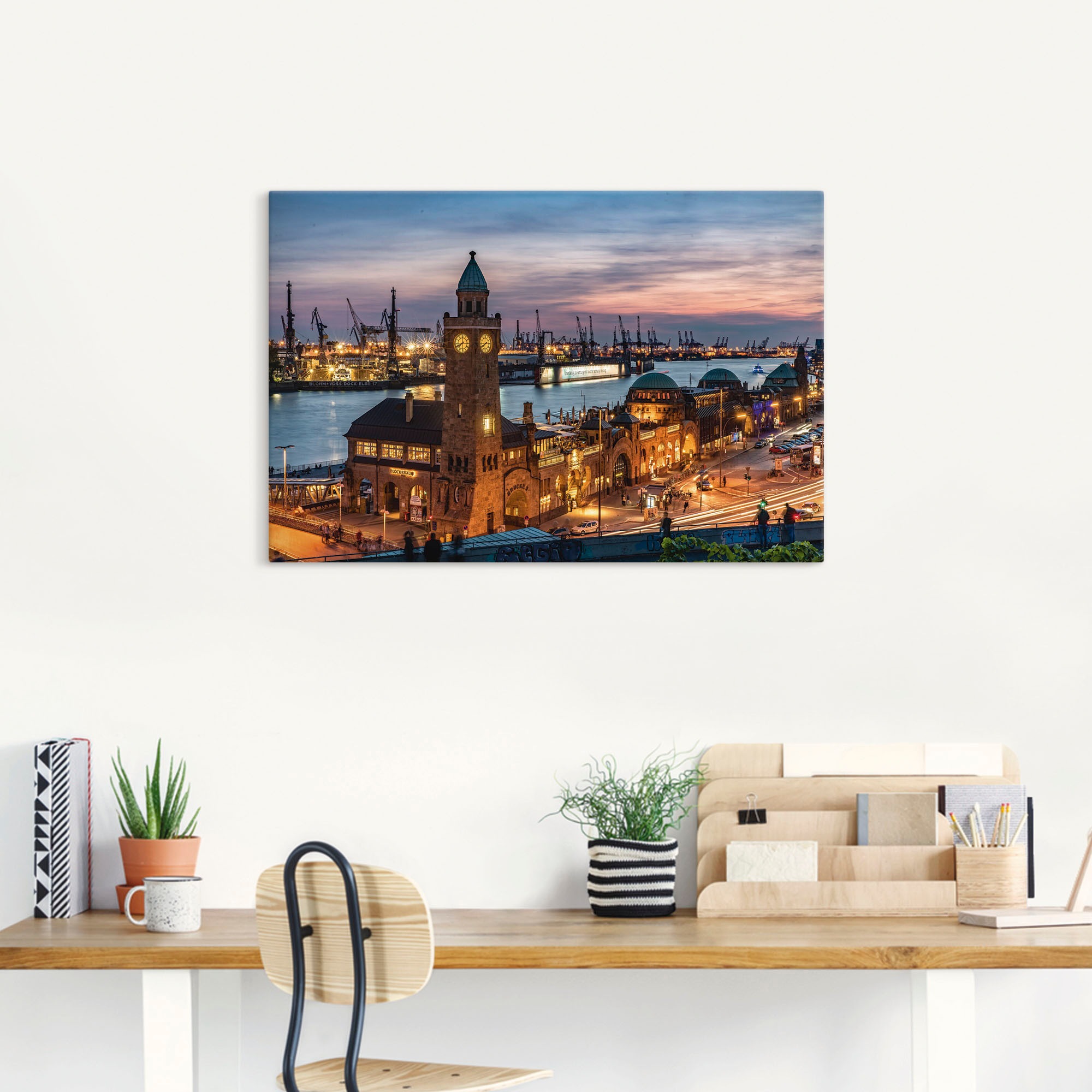 Artland Wandbild »Landungsbrücken Hamburg« Hamburg 1 Stk. tlg. als Leinwandbild, Poster in verschied. Größen