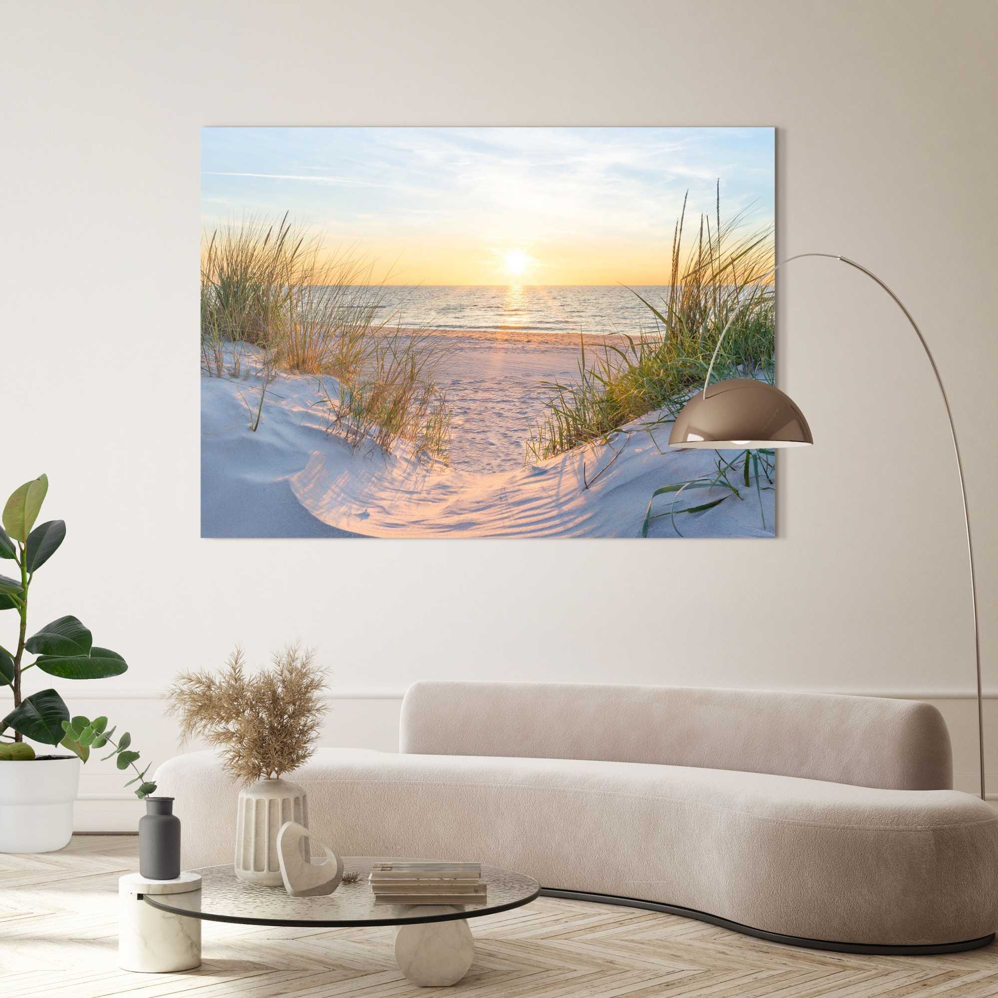 Reinders! Deco-Panel »Sonnenuntergang in den Dünen« Wohnzimmer - Beige - MDF - Landschaften - 140x100 cm