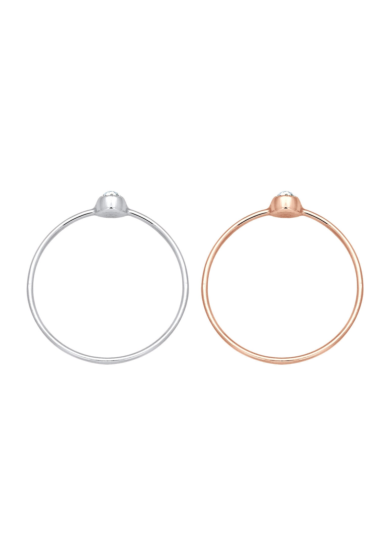 Elli Ring-Set »Ring Solitär Kristalle (2 tlg) 925 Bicolor«