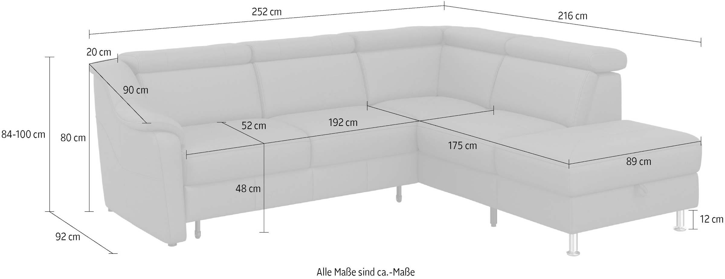 sit&more Ecksofa »Freetown L-Form« inklusive Kopfteilverstellung und komfortablem Federkern