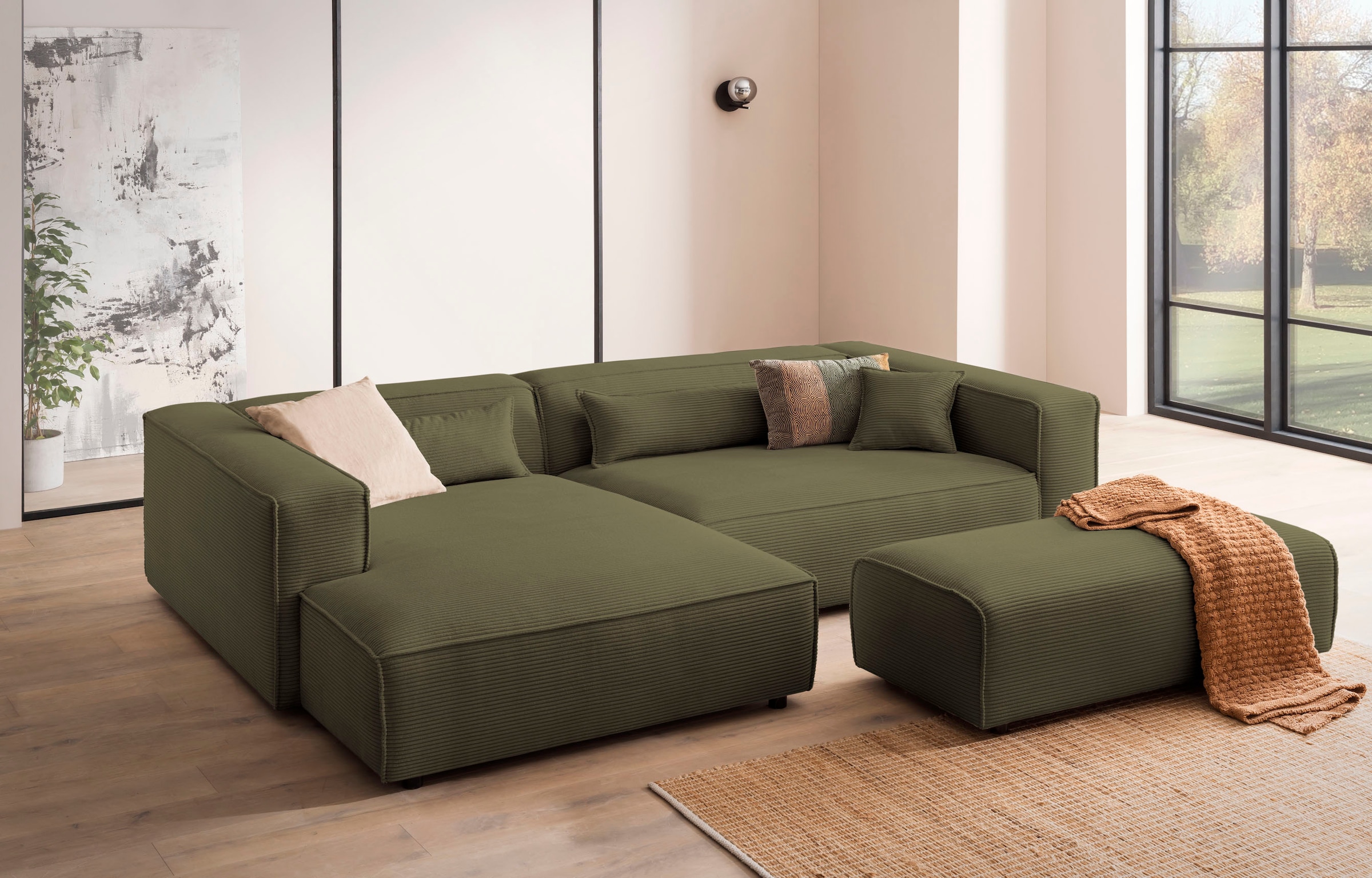 Polsterecke »PIARA XXL, L-Form mit Schlaffunktion, Big-Sofa in Cord o. Leinenoptik«,...