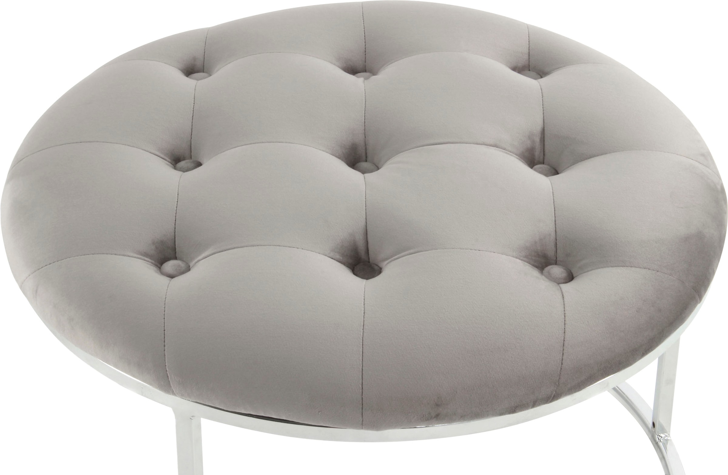 Kayoom Sitzhocker »Hocker Myla 2er-Set, praktisch ineinander schiebbar«, (Set, 2 St.), ineinander schiebbar, rund, gesteppt, mit Zierknöpfen