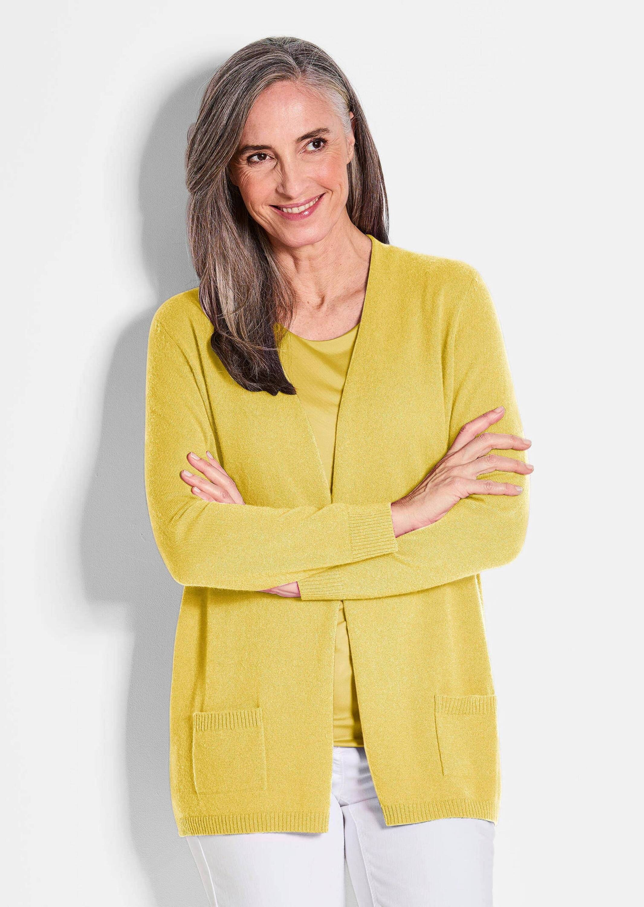 GOLDNER Strickjacke »Kurzgröße Langarm Feinstrick-Cardigan«