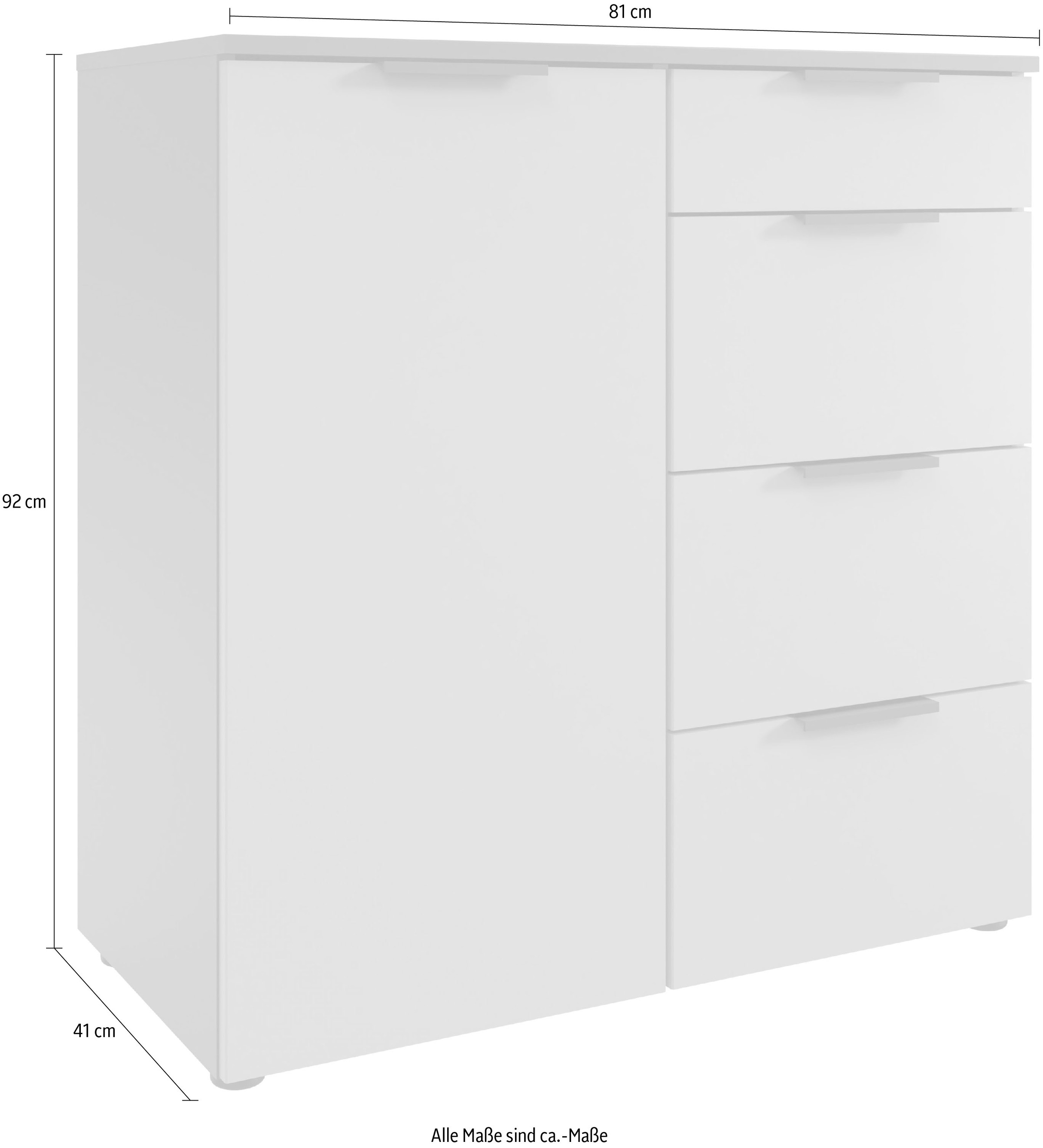 Wimex Kombikommode »Oxford by fresh to go, mit Schubladen, in 2 Größen«, (81 oder 135cm breit, 92cm hoch, 41cm tief), Mit Soft-close Beschlägen, Kommode Made in Germany