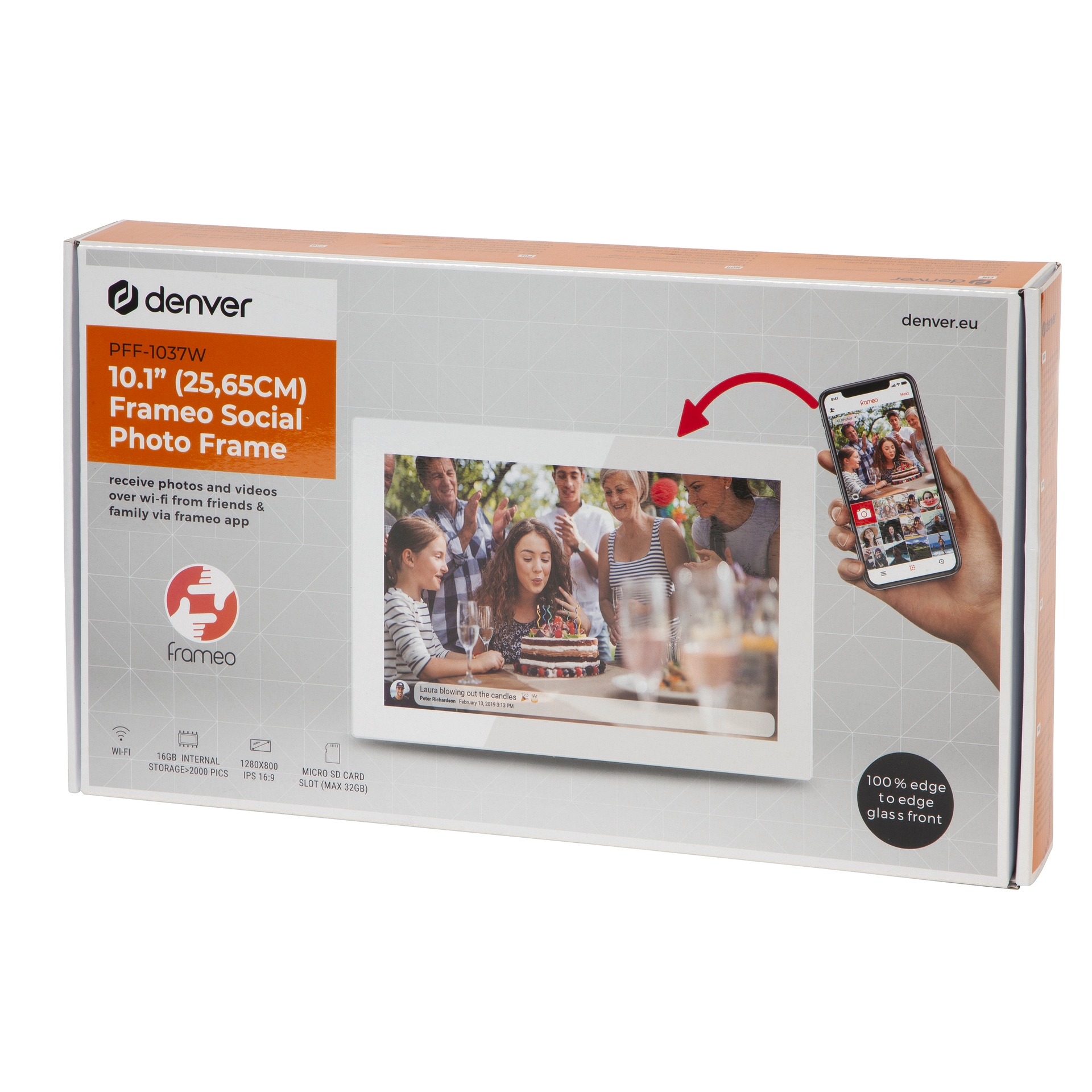 Denver Digitaler Bilderrahmen »FRAMEO Bilderrahmen PFF-1037«, 25,65 cm/10,1 Zoll, 800 x 1280 px Pixel, 16 GB