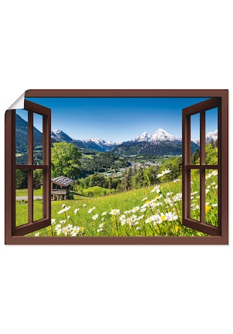 Artland Wandbild »Fensterblick Bayerischen Alpen«, Berge, (1 St.), in vielen Größen &... kaufen