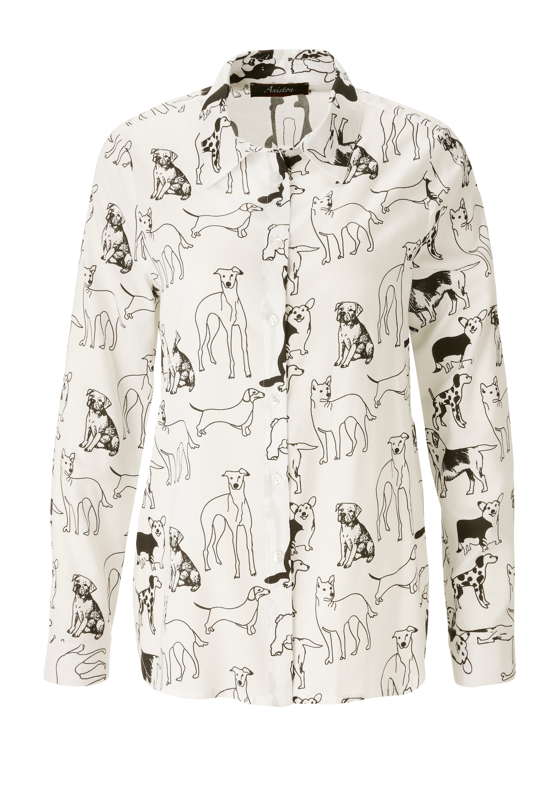 Aniston CASUAL Hemdbluse mit niedlichen Hunden bedruckt- jedes Teil ein Unikat- NEUE KOLLEKTION