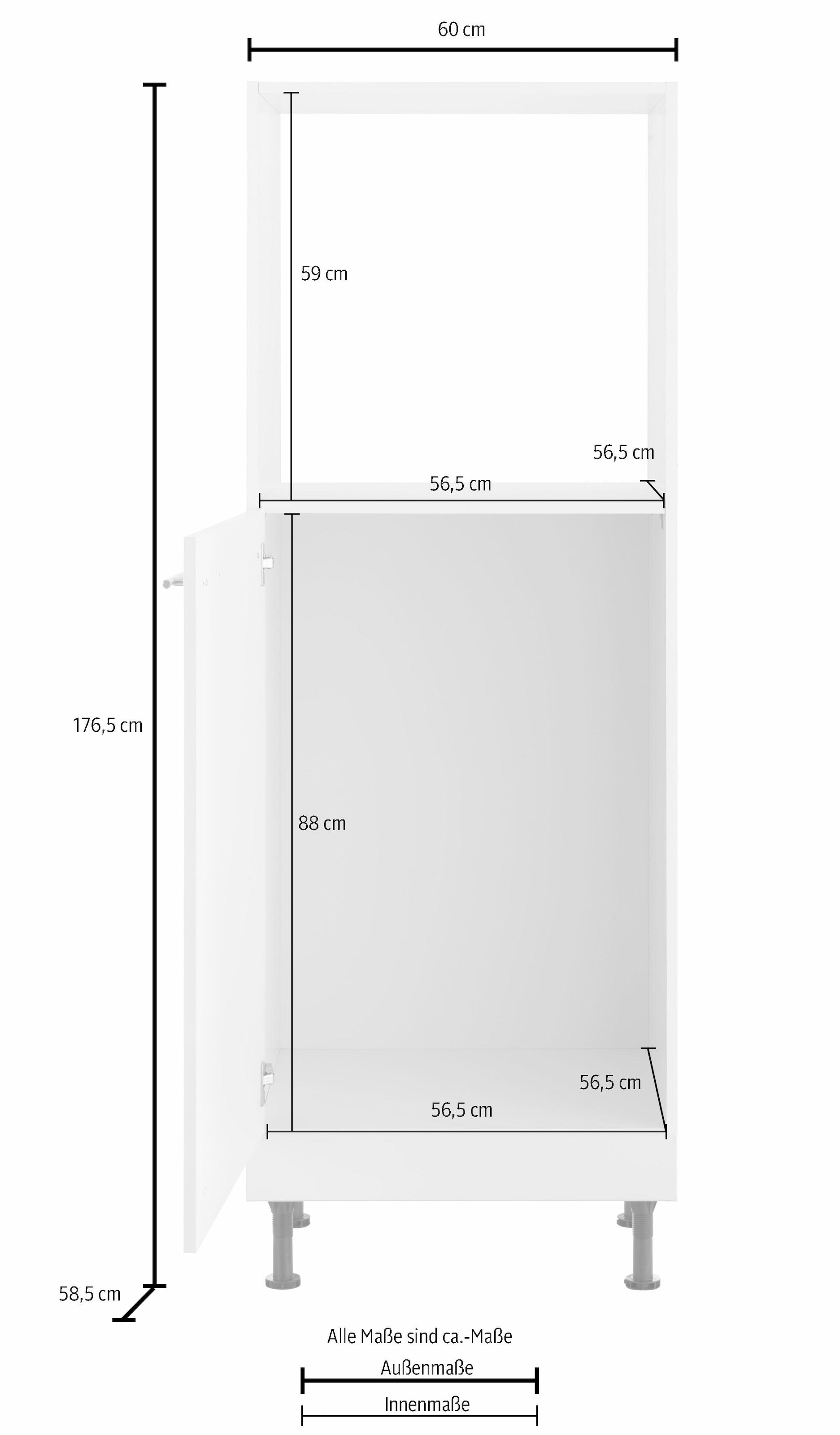 OPTIFIT Backofenumbauschrank »Bern«, 60 cm mit cm bequem hoch, höhenverstellbare Stellfüße, breit, 176 bestellen Metallgriff
