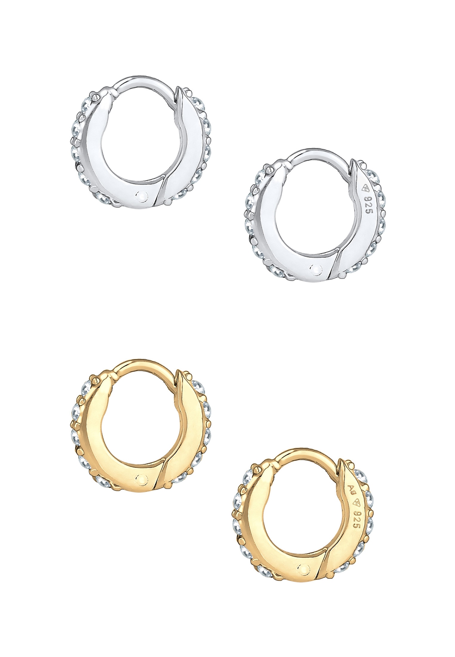 Elli Ohrstecker-Set »Ohrringe Creolen 2er Set Kristalle 925 Silber«