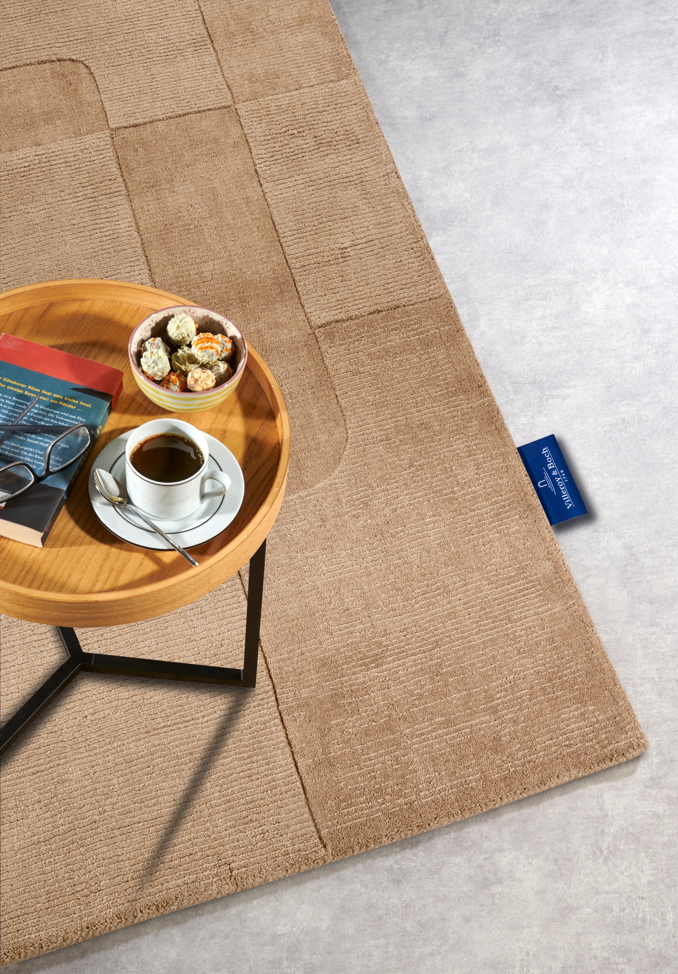 Villeroy & Boch Wollteppich »Charlotte«, rechteckig, 10 mm Höhe, Läufer, Handgewebt, Wolle, Natur, Läufer, Wohnzimmer, Geometrie