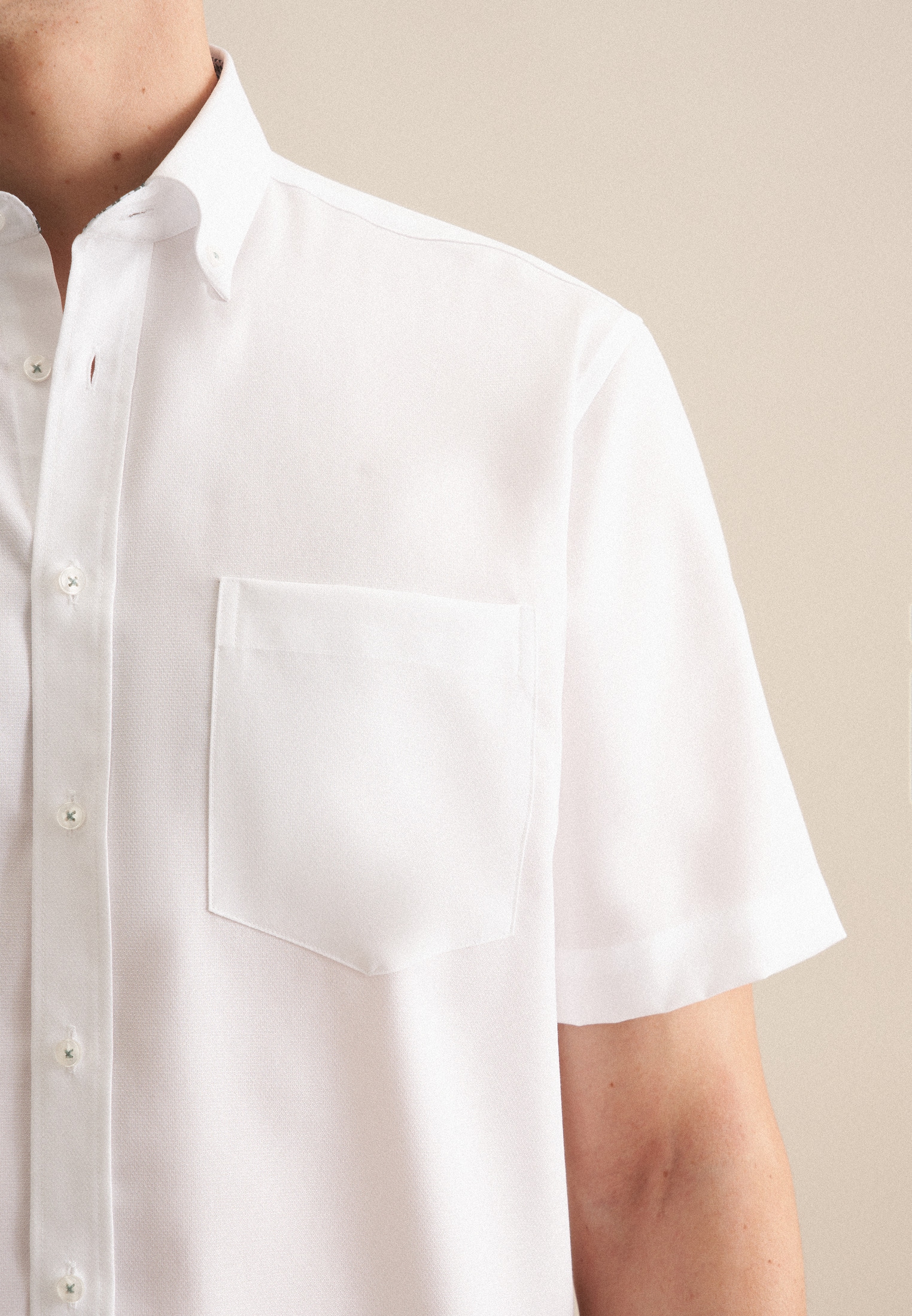 seidensticker Businesshemd »Comfort«, Comfort Kurzarm Button-Down-Kragen Struktur
