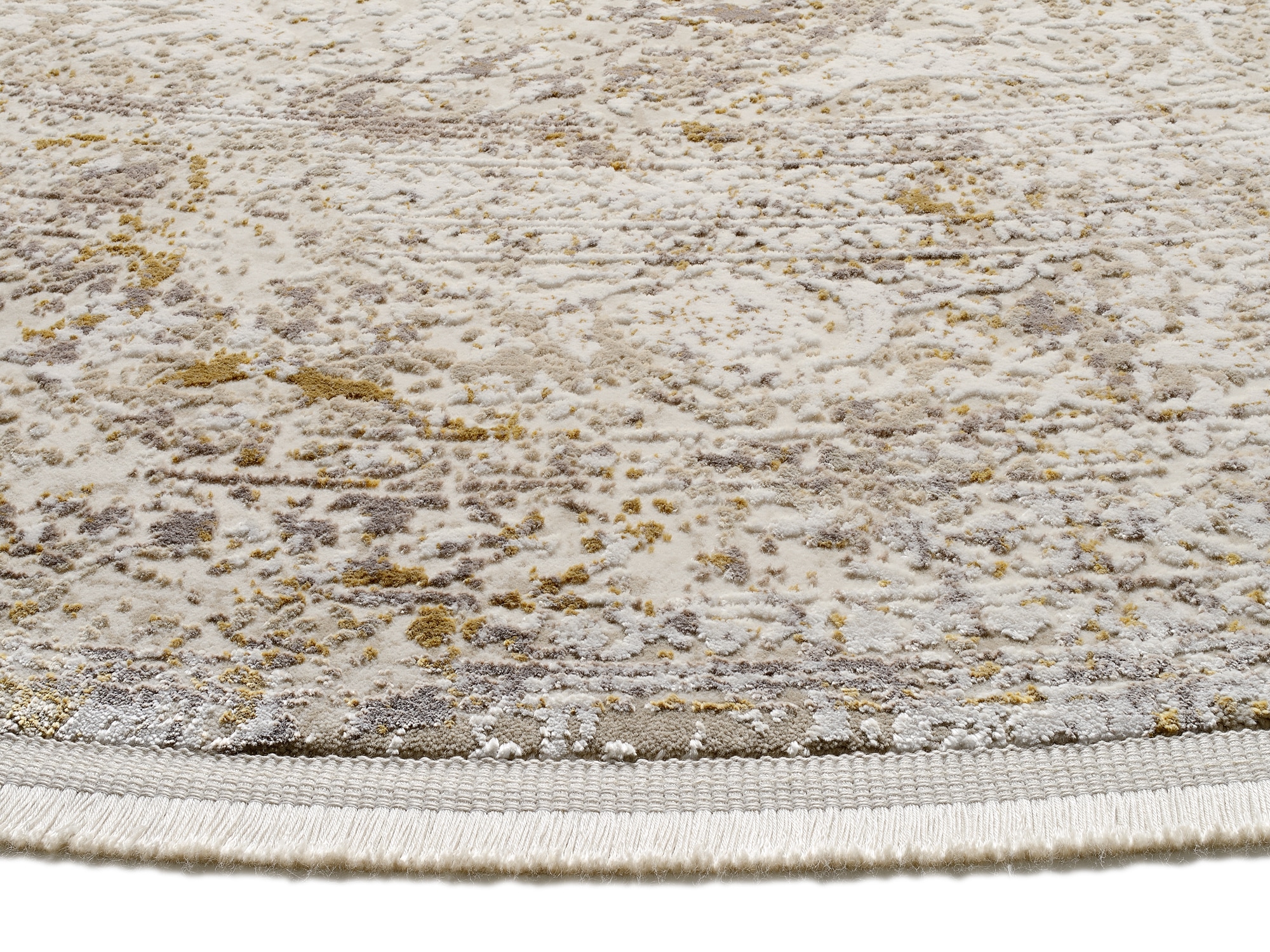 OCI DIE TEPPICHMARKE Teppich »BESTELLER CAVA« rund 8 mm Höhe Glanz Viskose, mit Fransen, Hoch Tief Struktur, Vintage, Wohnzimmer