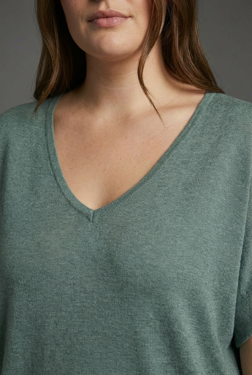 Laura Scott CURVE V-Ausschnitt-Pullover »Große Größen« sommerlicher Feinstrick mit figurschmeichelnder Passform