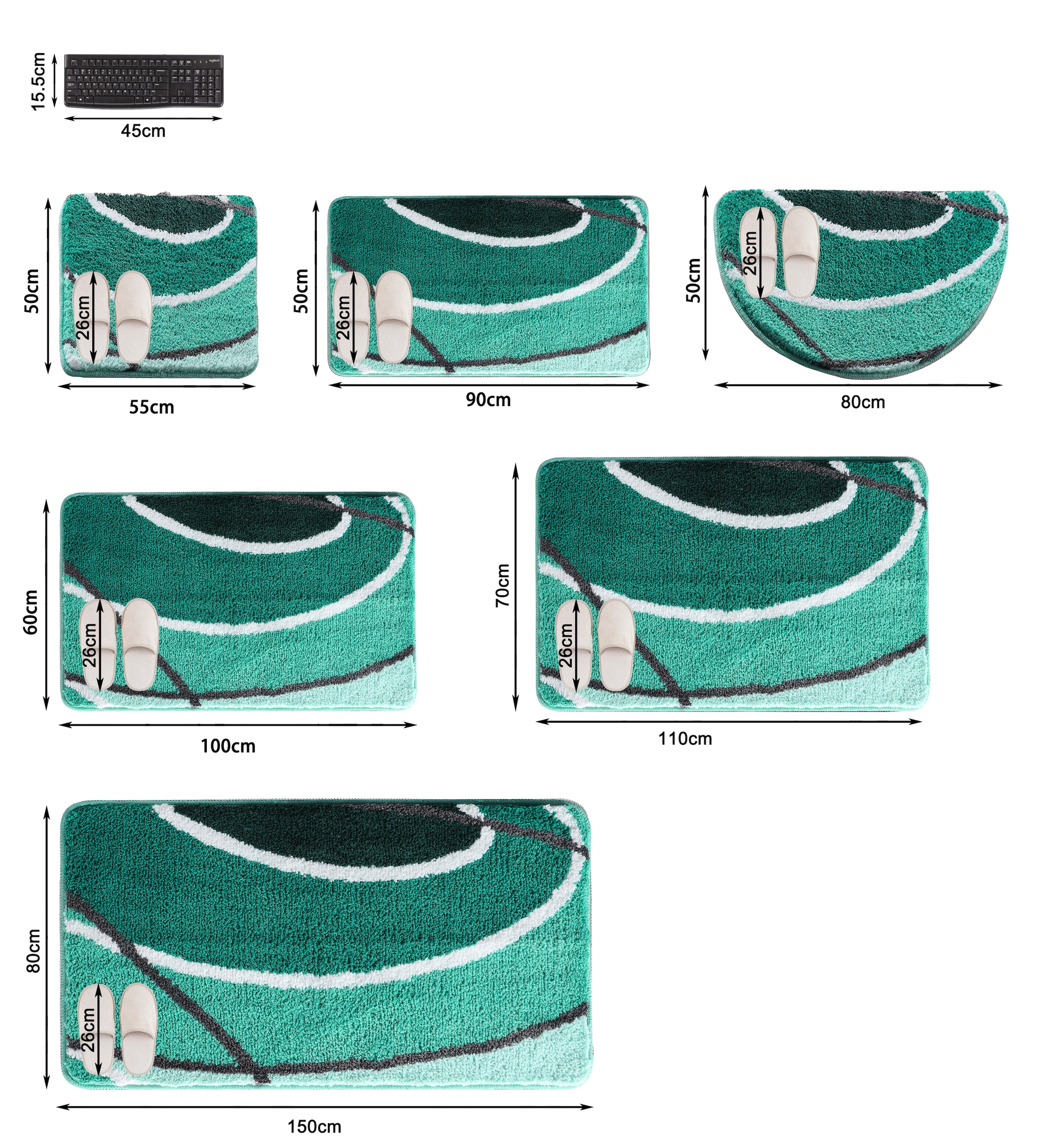OTTO home Badematte »Juna mit Muster, Badvorleger, Badezimmer Teppich, Duschvorleger« Höhe 20 mm rutschhemmend beschichtet strapazierfähig besonders weich, Design, Badematten, Badteppich