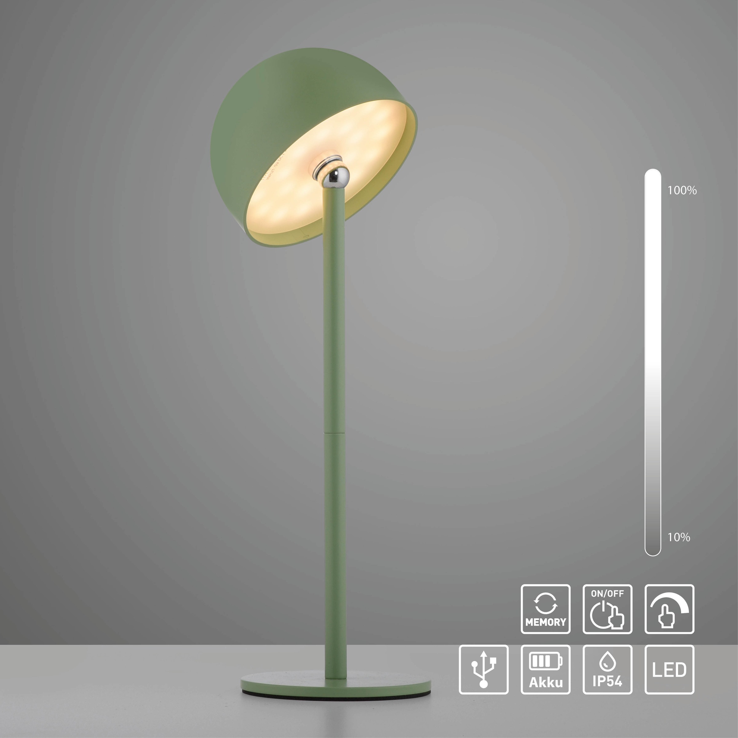 OTTO home Tischleuchte »Akku Tischlampe Gerrin Indoor Outdoor, magnetischer Flaschenaufsatz« LED-Board Warmweiß Pilzlampe Flaschenaufsatz, Regulierung der Lichtstärke, Pilz, Lampe