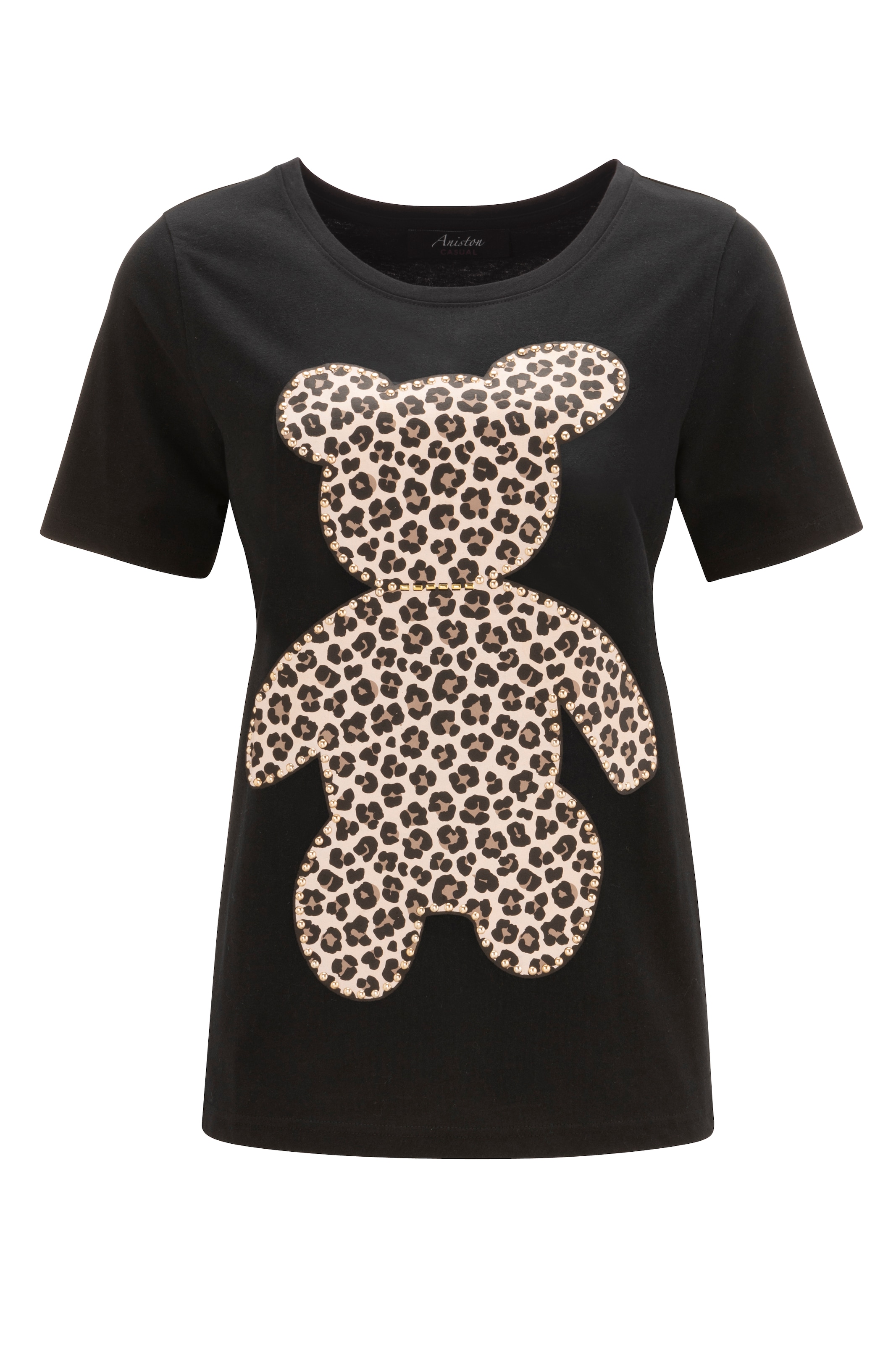Aniston CASUAL T-Shirt, mit Glanznieten - verzierter ♕ KOLLEKTIOM bei Bärchen-Frontdruck NEUE