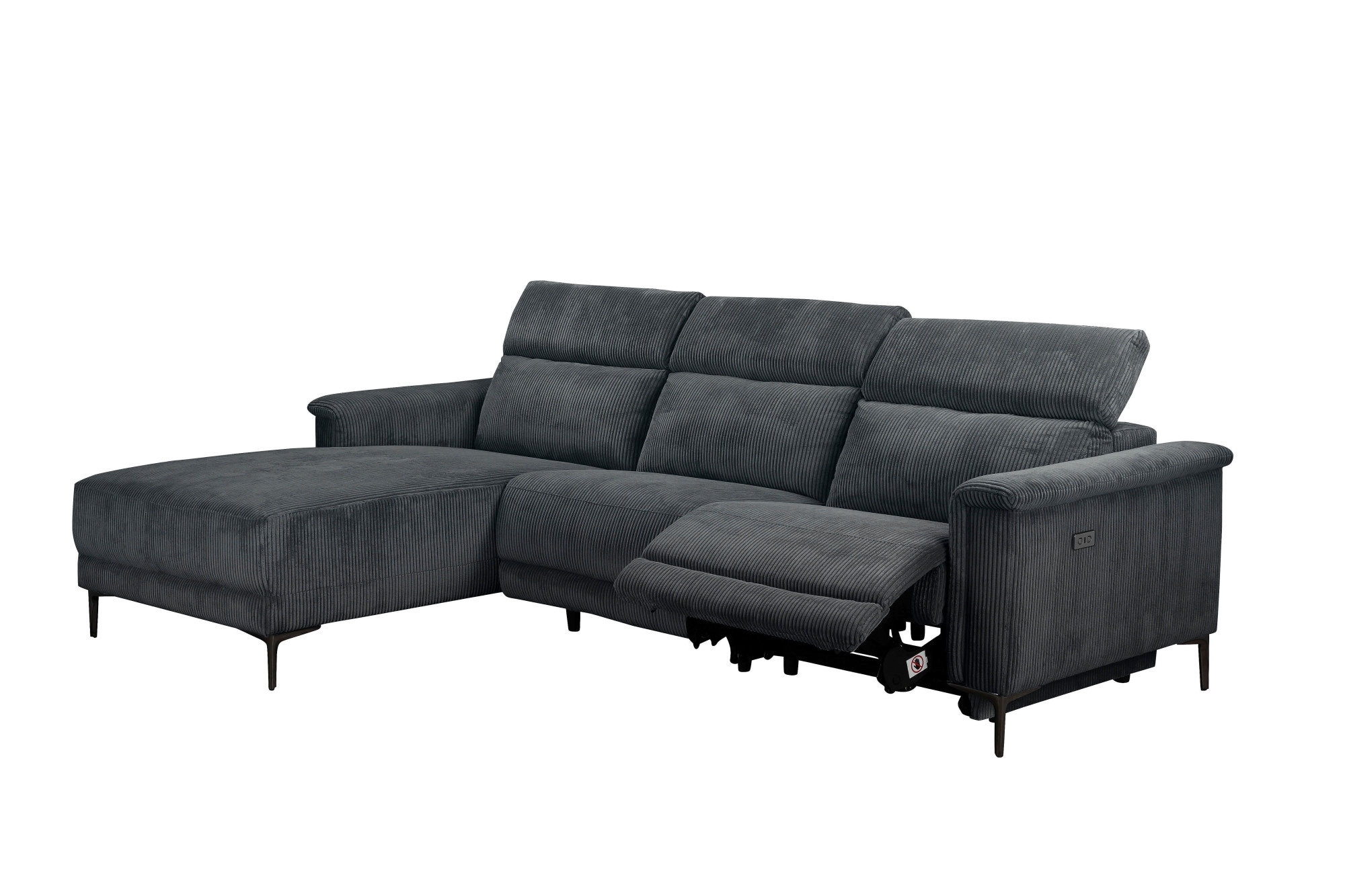 Home affaire Ecksofa »Lund in Cord, L-Form, 261 cm, manuelle und elektr. Relaxfunktion,«, USB-C und Kopfteilverstellung
