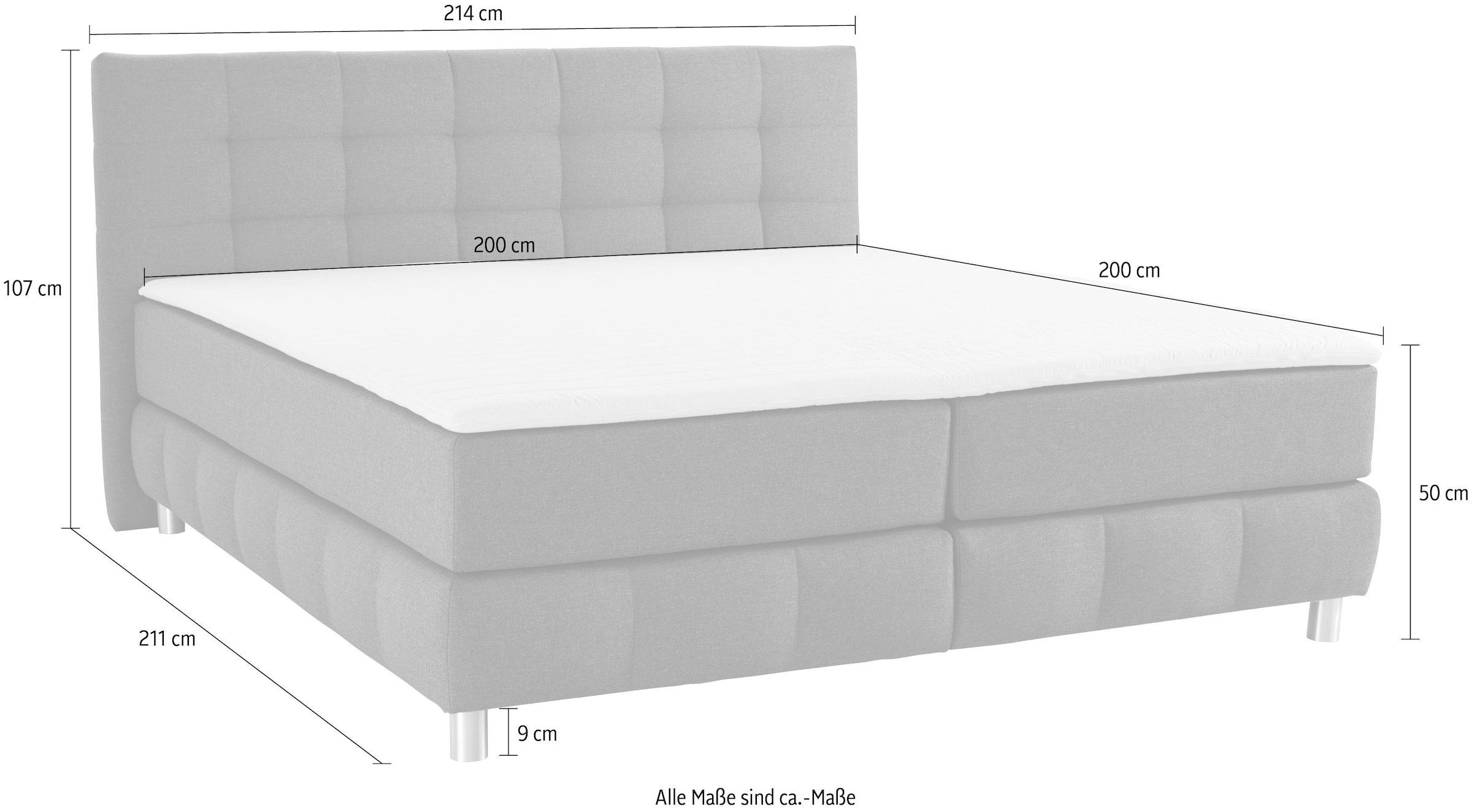 andas Boxspringbett »Salo«, incl. Topper, 6 Breiten, 2 Härtegrade, TFK auch in Härtegrad 4