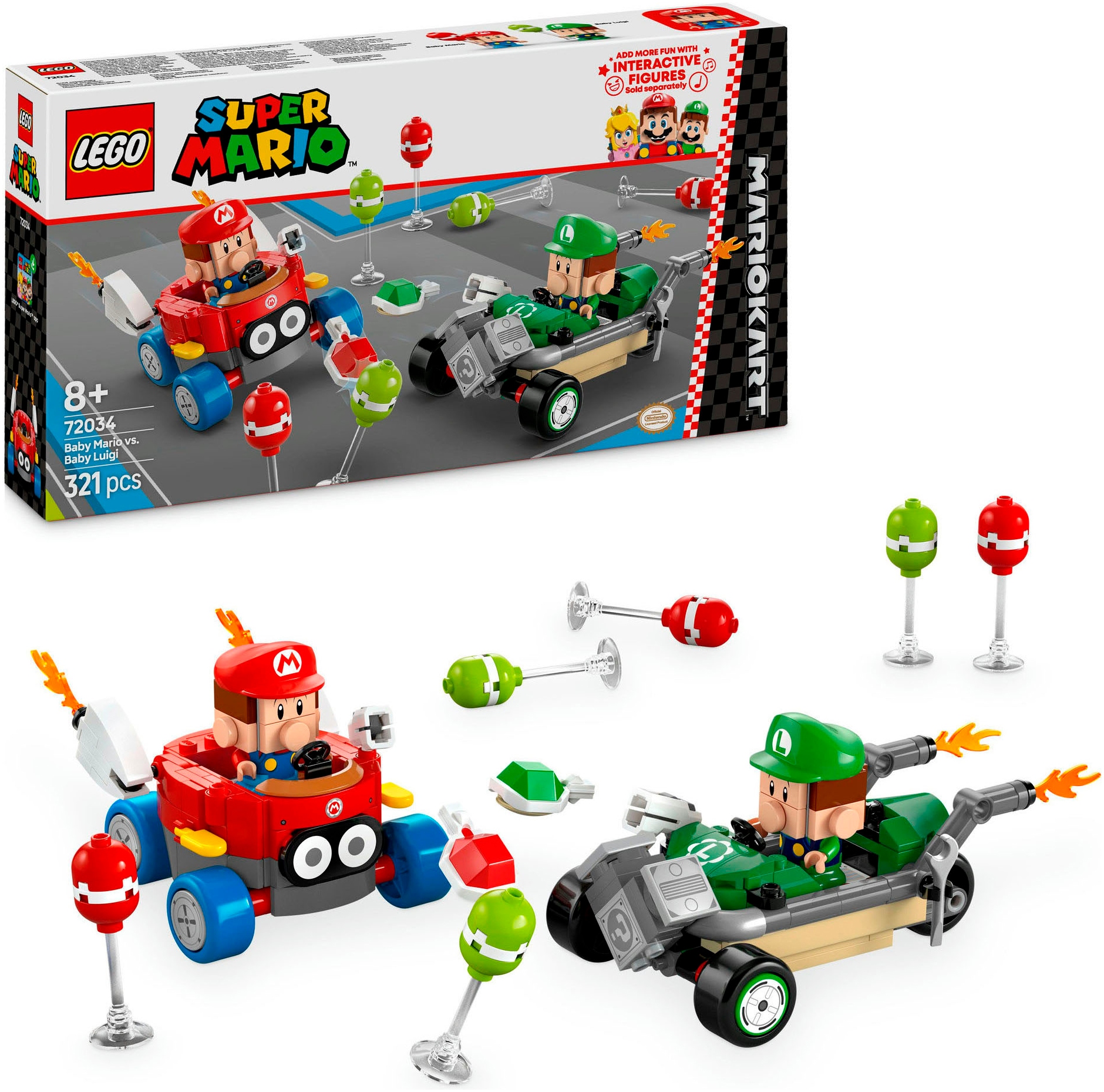 LEGO® Konstruktionsspielsteine »Mario Kart™ – Baby Mario vs. Baby Luigi (72034), LEGO Super...