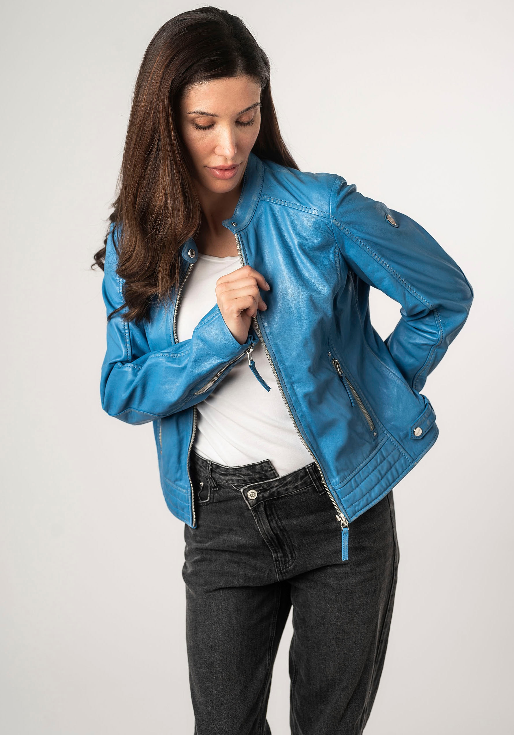 Mauritius Lederjacke »MWFilla«, mit kleinem Stehkragen