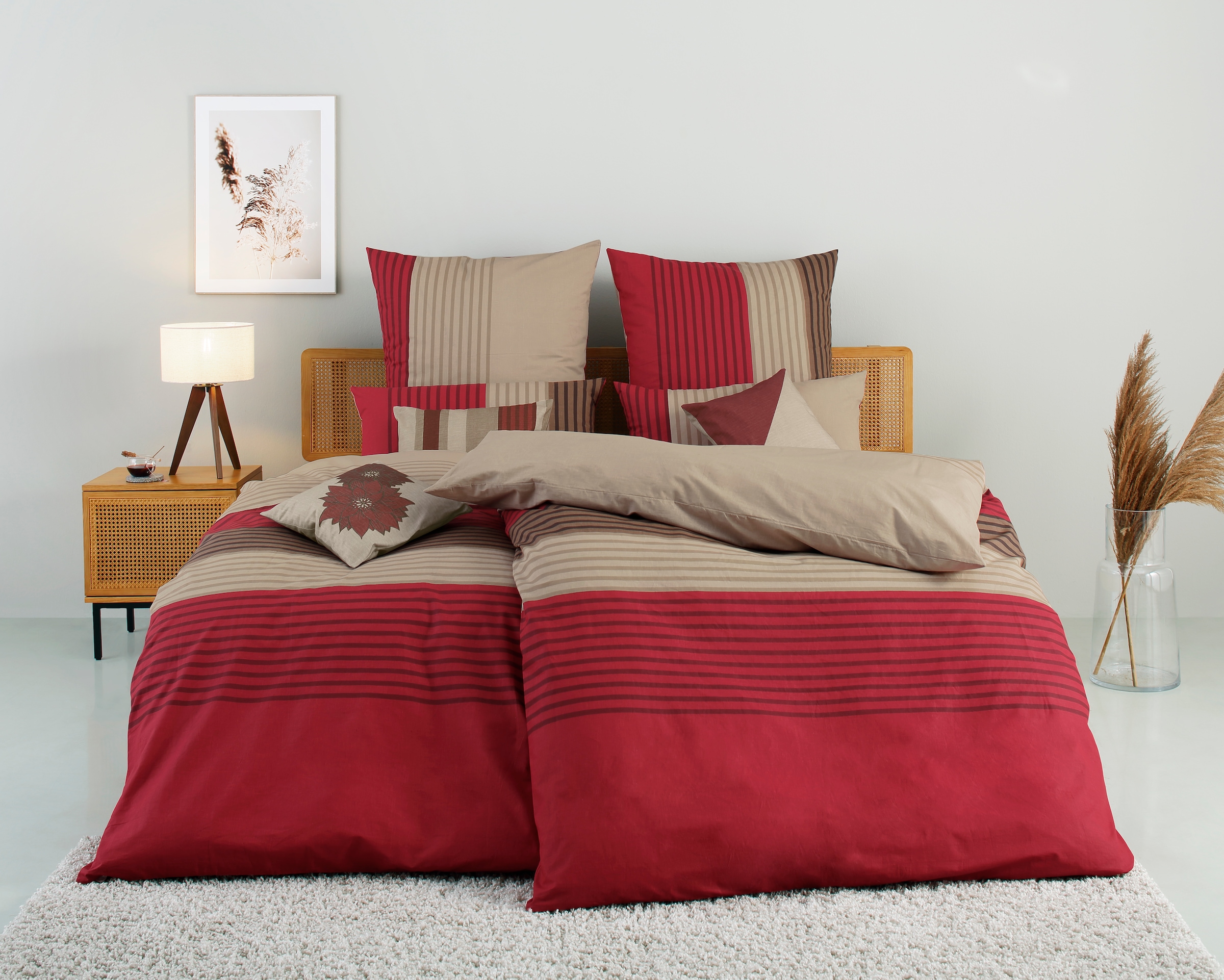 Home affaire Bettwäsche »Anny in Gr. 135x200 oder 155x220 cm«, (2 tlg.),  Bettwäsche aus Baumwolle, Bettwäsche mit Streifen-Design